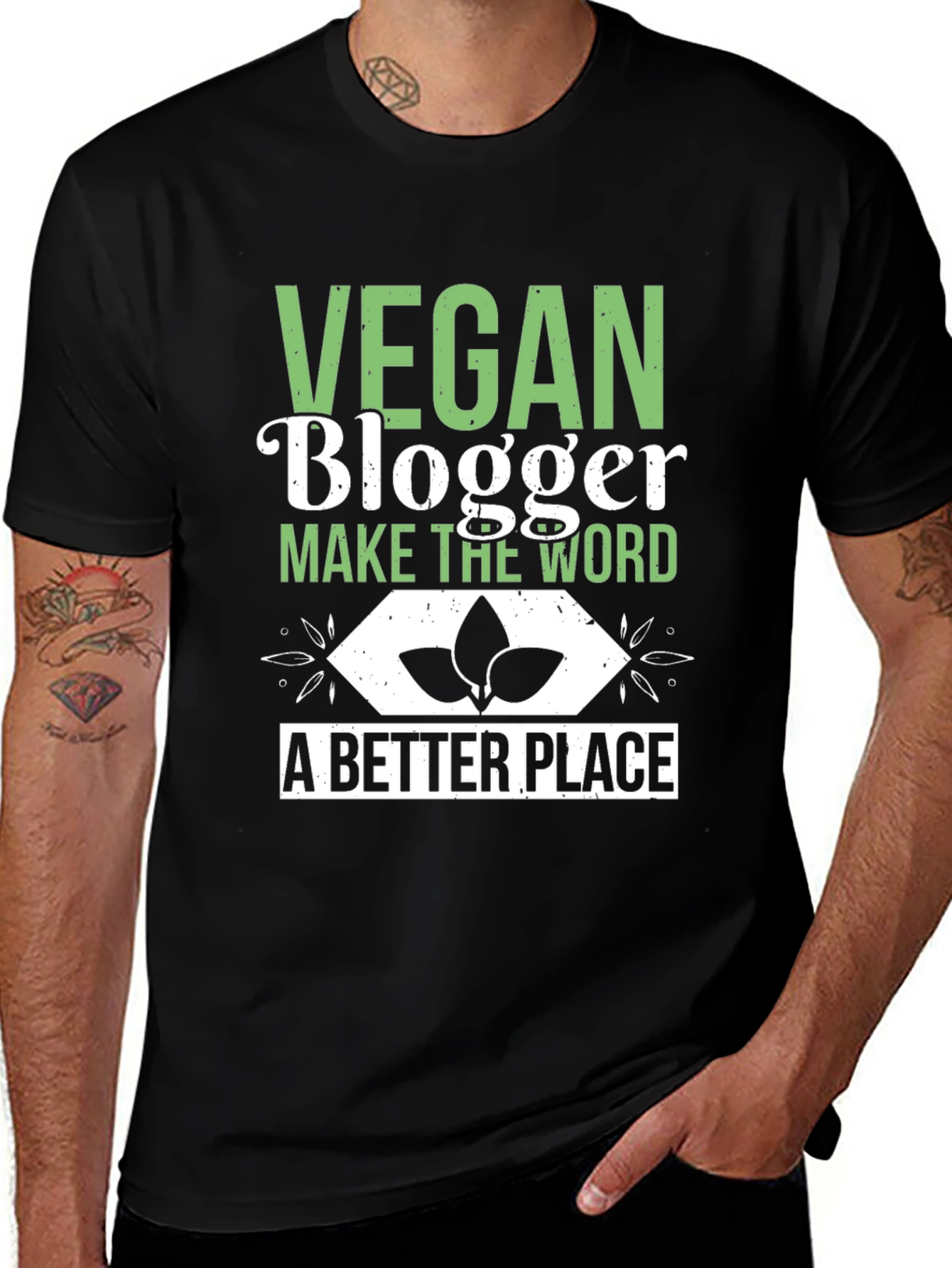 Variant 12 of Vegan Blogger T-Shirt: Make The World Better