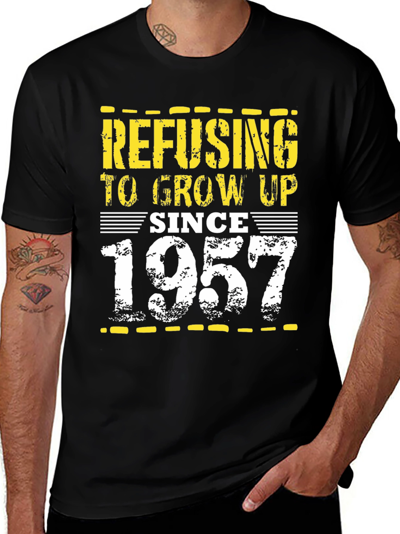 Variant 9 of Refusing to Grow Up Since 1957 Black T-Shirt