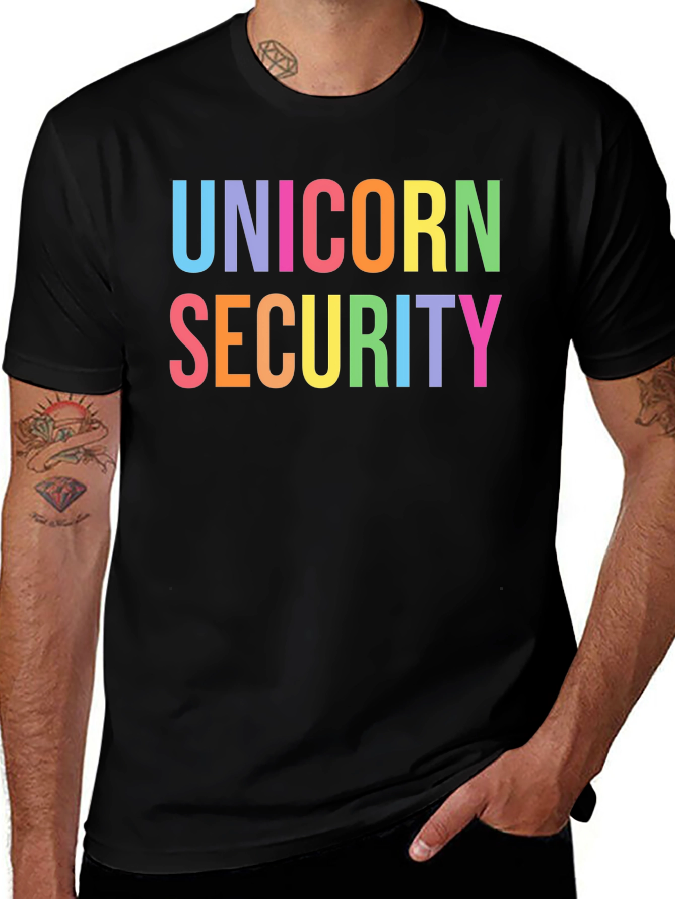 Variant 23 of Unicorn Security T-Shirt - Black Cotton Blend