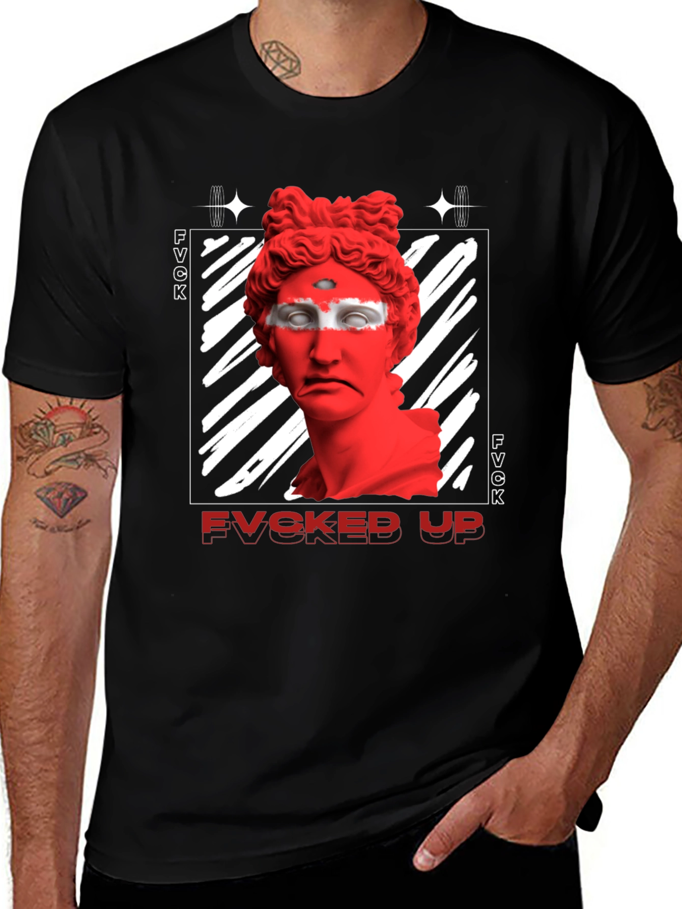 Variant 2 of Edgy FVCKED UP Graphic Print T-Shirt