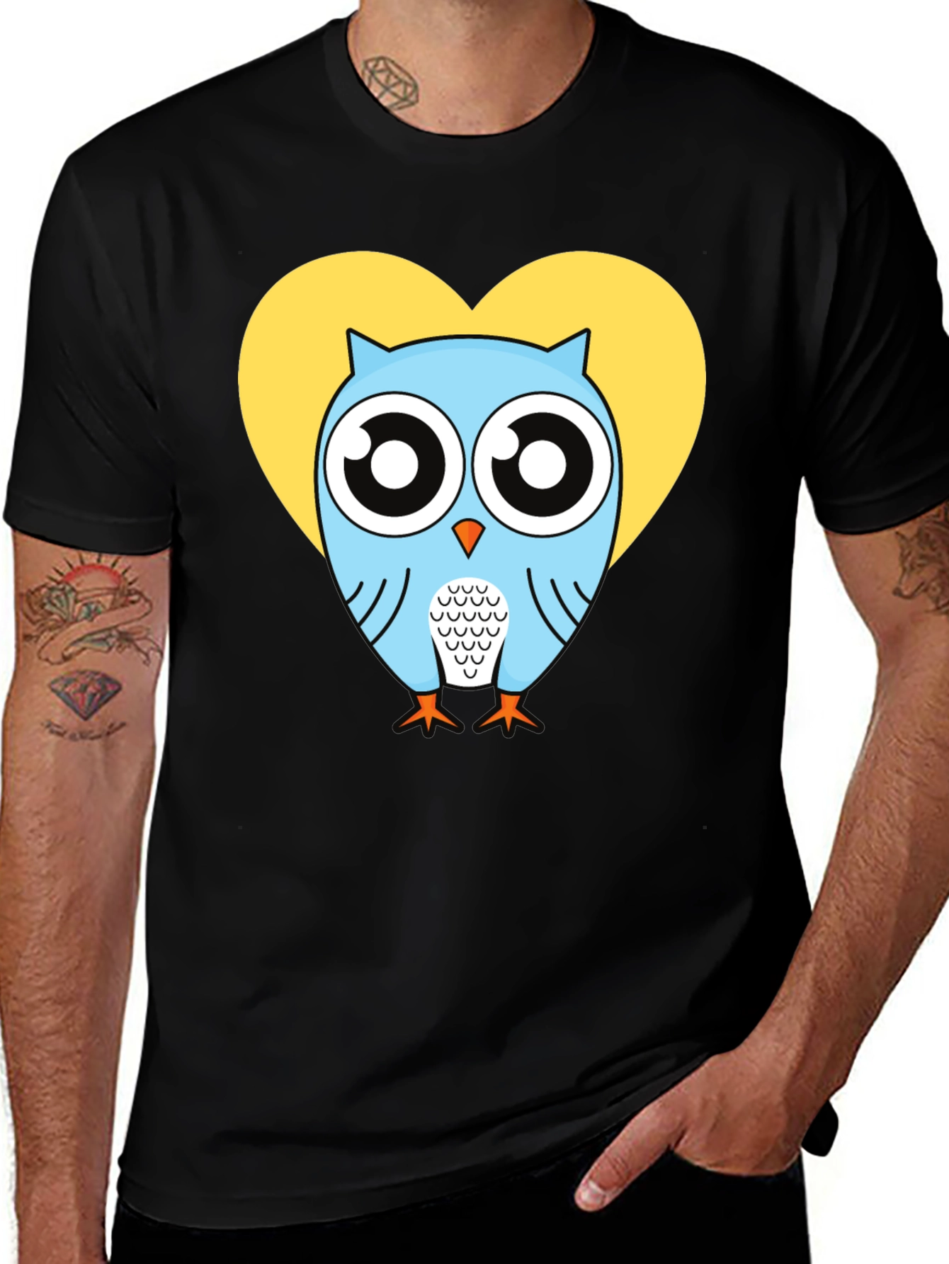 Variant 27 of Owl Heart Graphic T-Shirt - Trendy Men's Tee