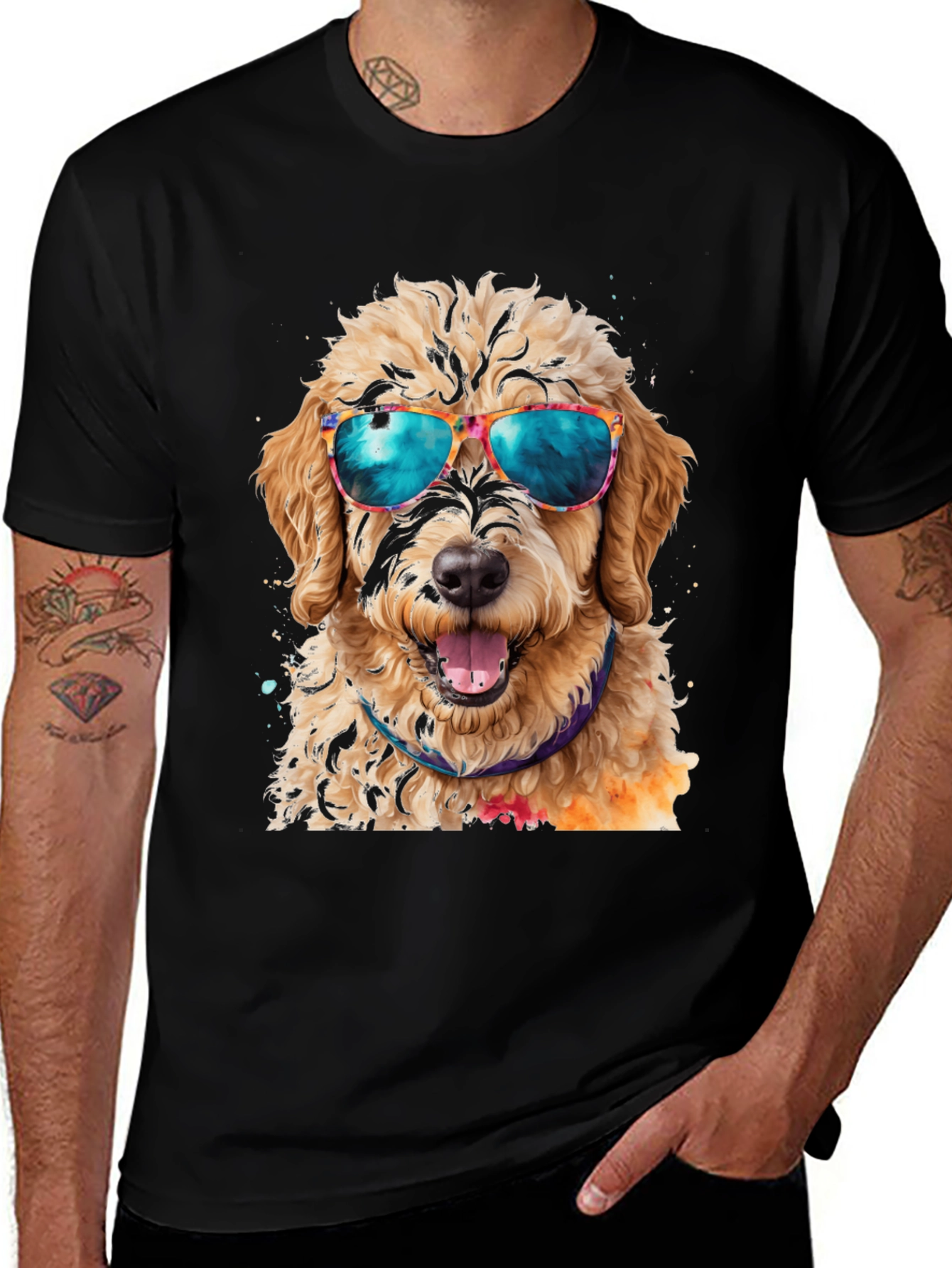Variant 4 of Cool Dog T-Shirt: Doodle with Sunglasses