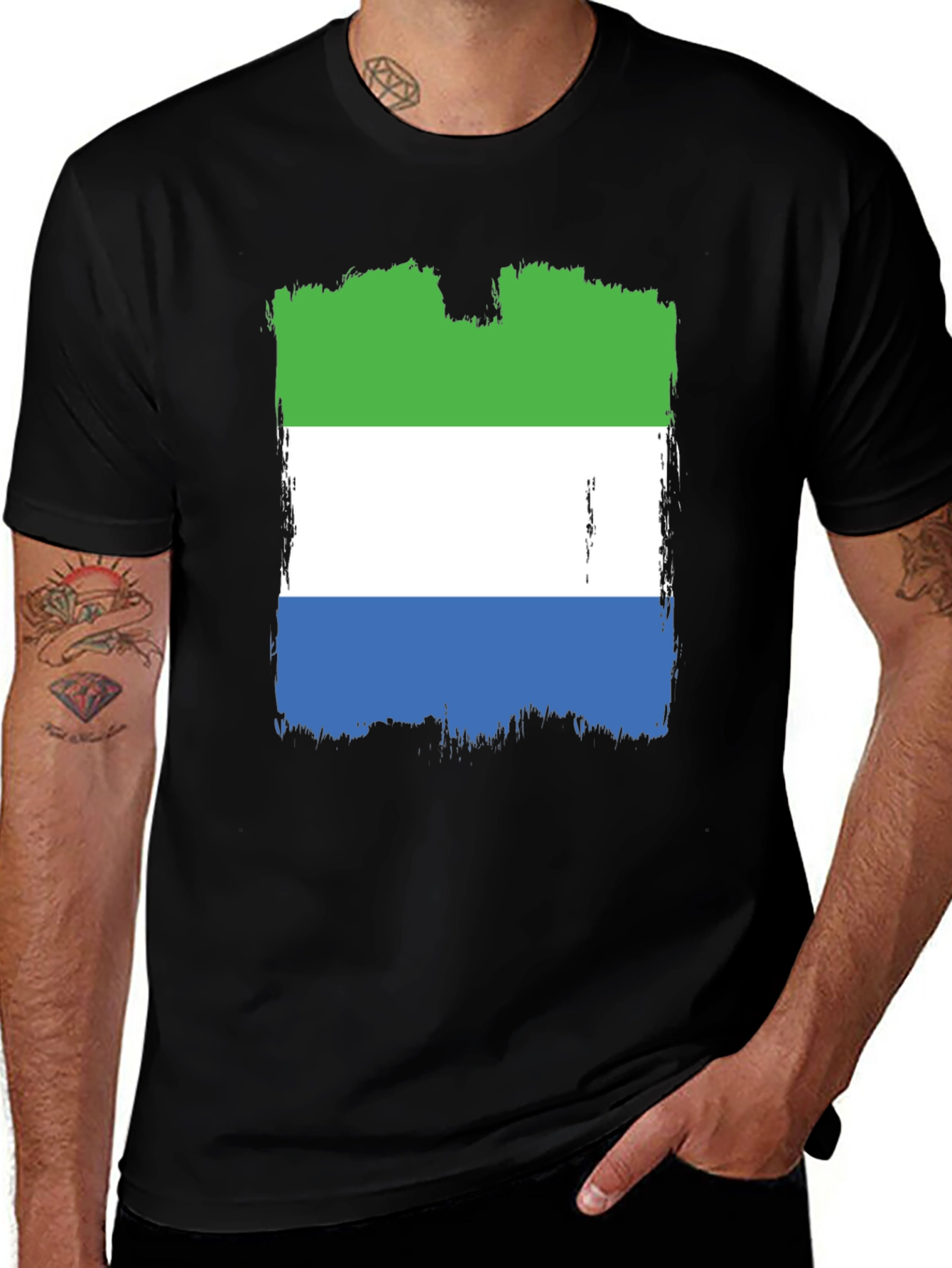 Variant 28 of Sierra Leone Flag T-Shirt - Graphic Tee
