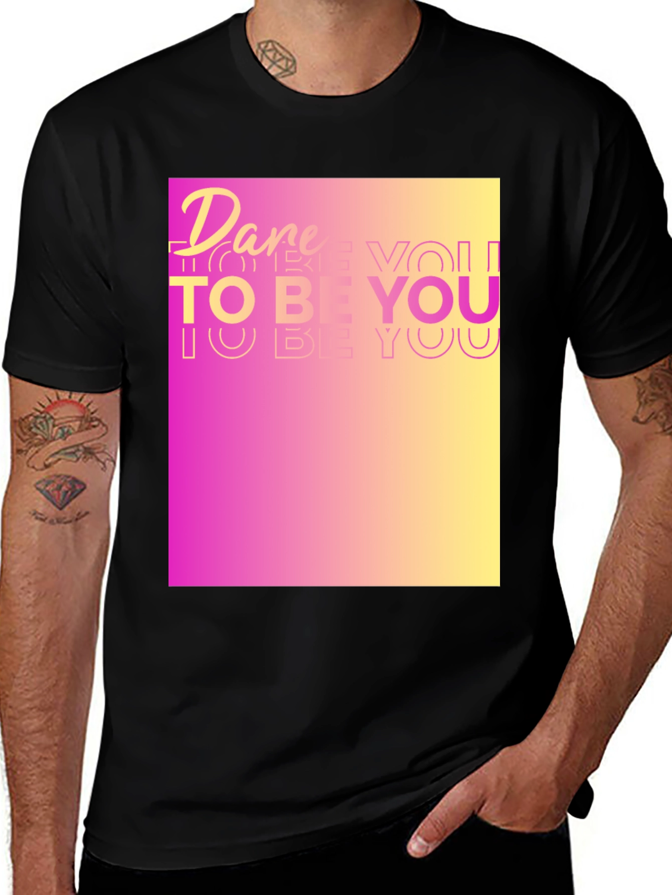 Variant 11 of Dare To Be You Graphic Tee - Black Casual T-Shirt