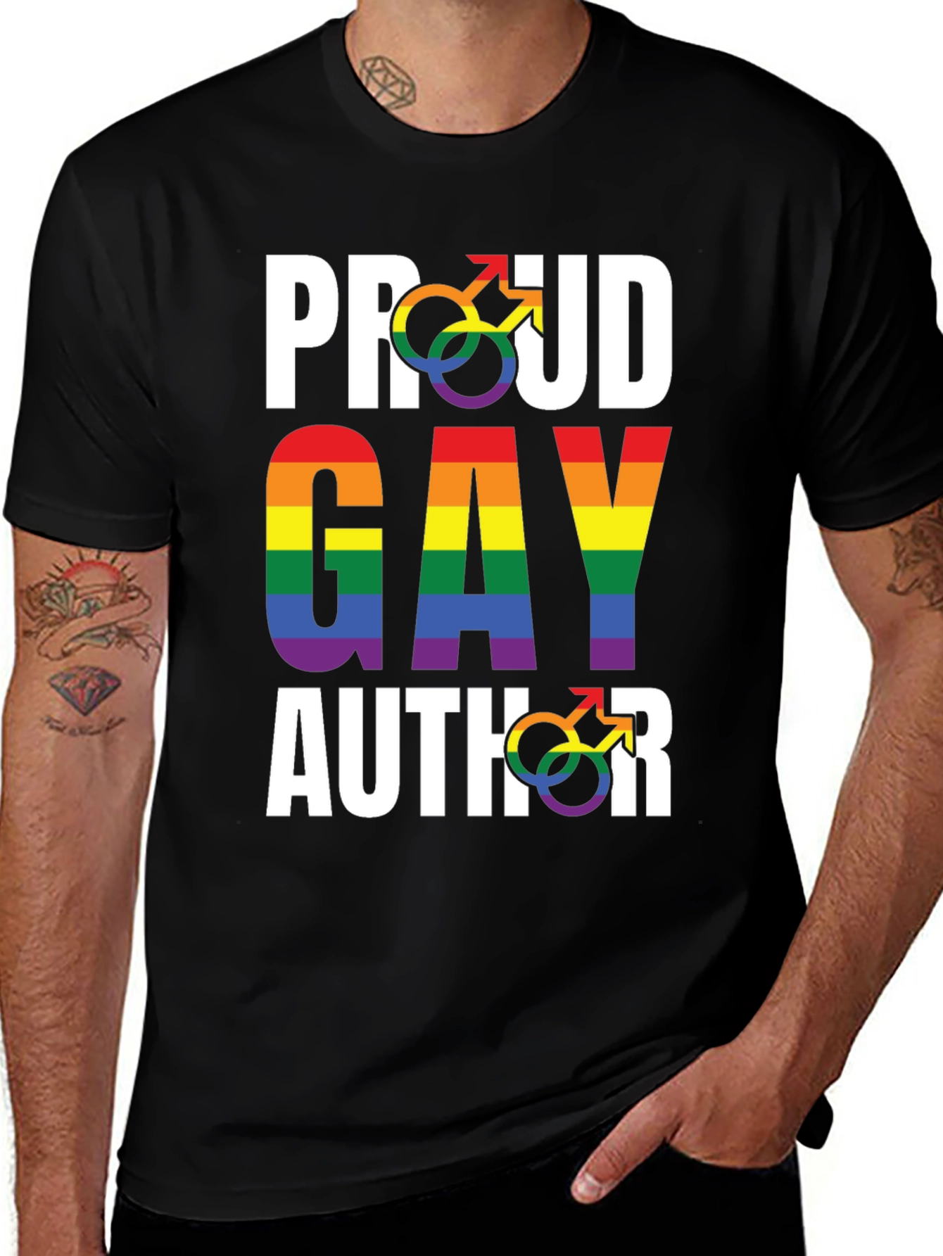 Proud Gay Author T-Shirt LGBT Pride Rainbow Graphic Tee