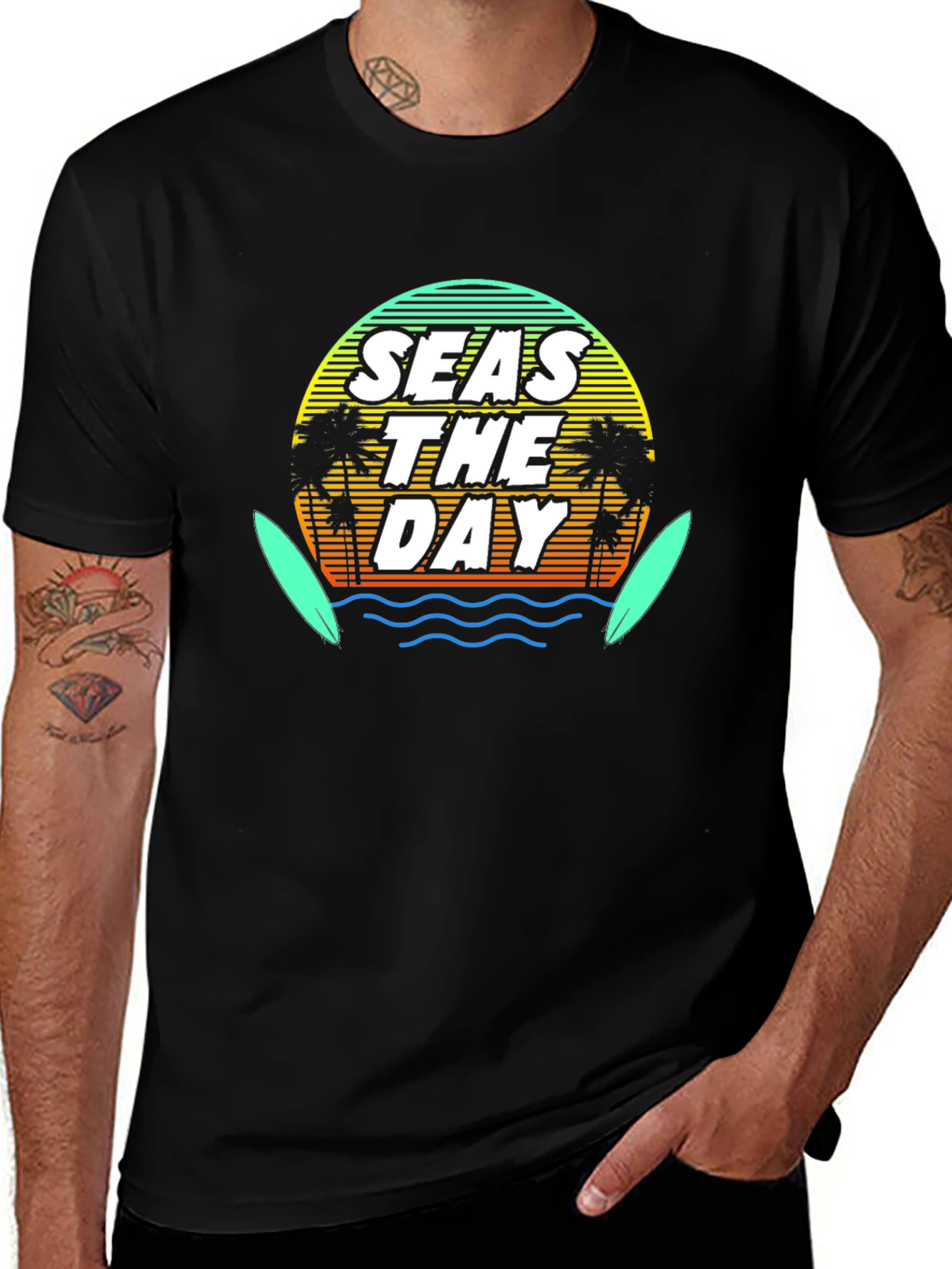 Seas The Day Graphic Tee - Black