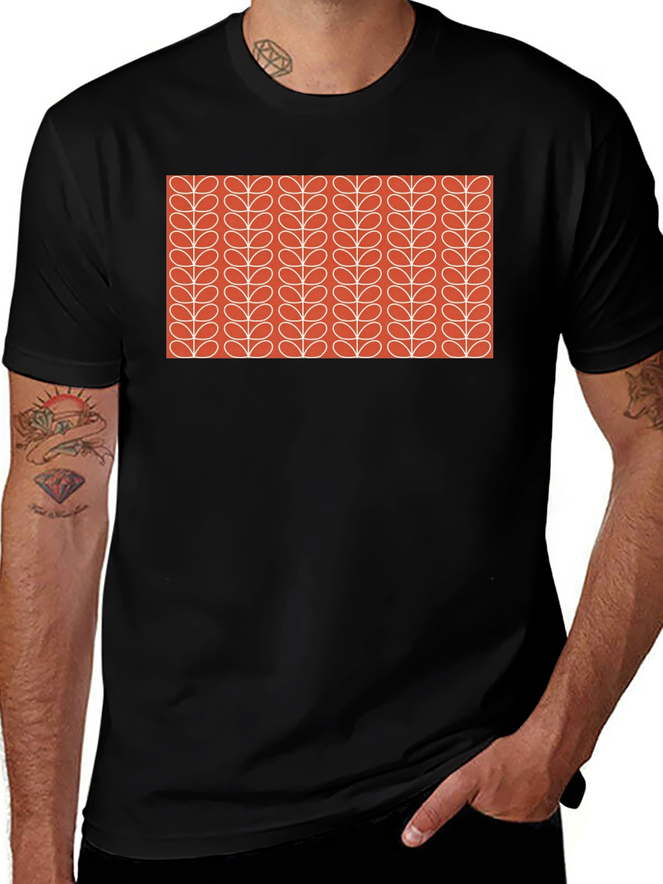 Variant 14 of Retro Botanical Print Black T-Shirt