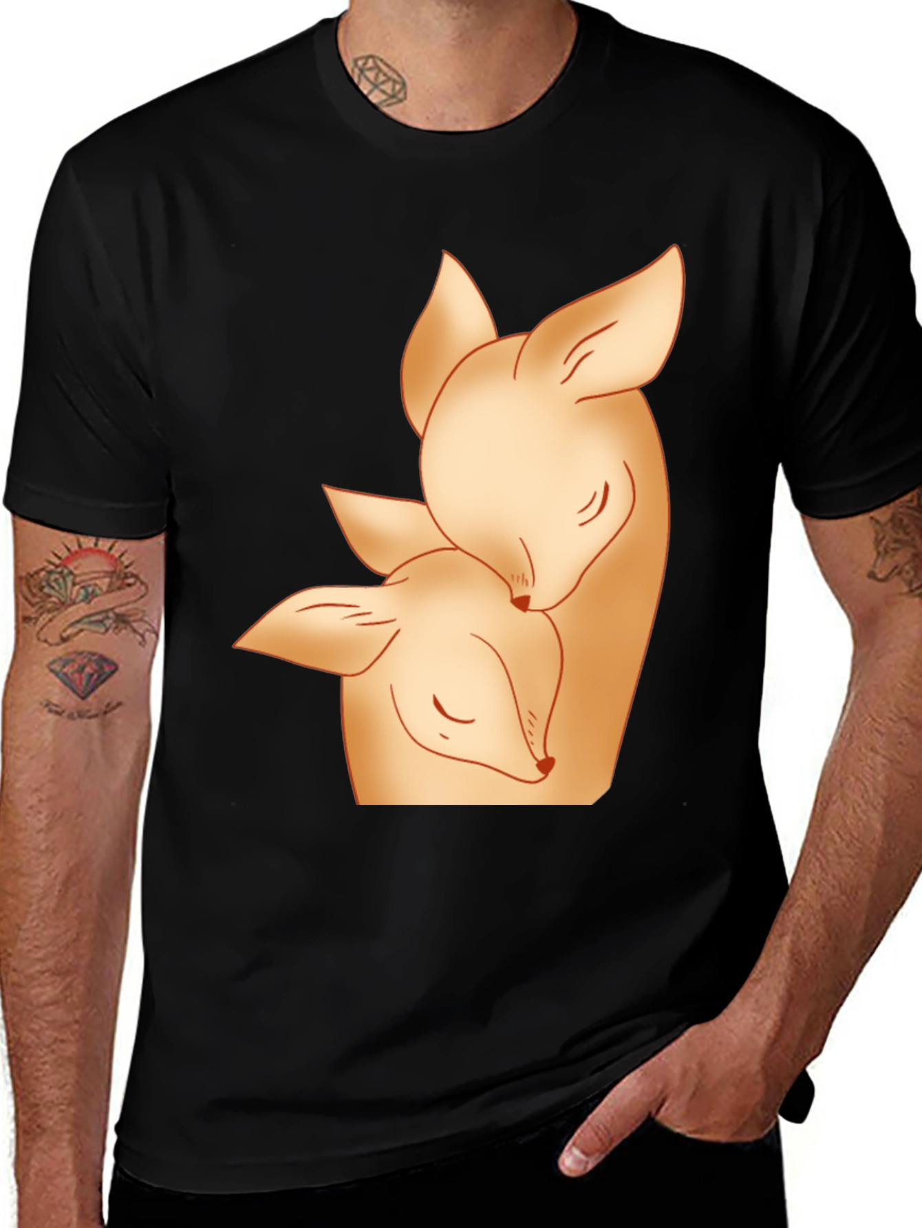 Variant 19 of Deer Mom and Fawn Black Graphic Tee