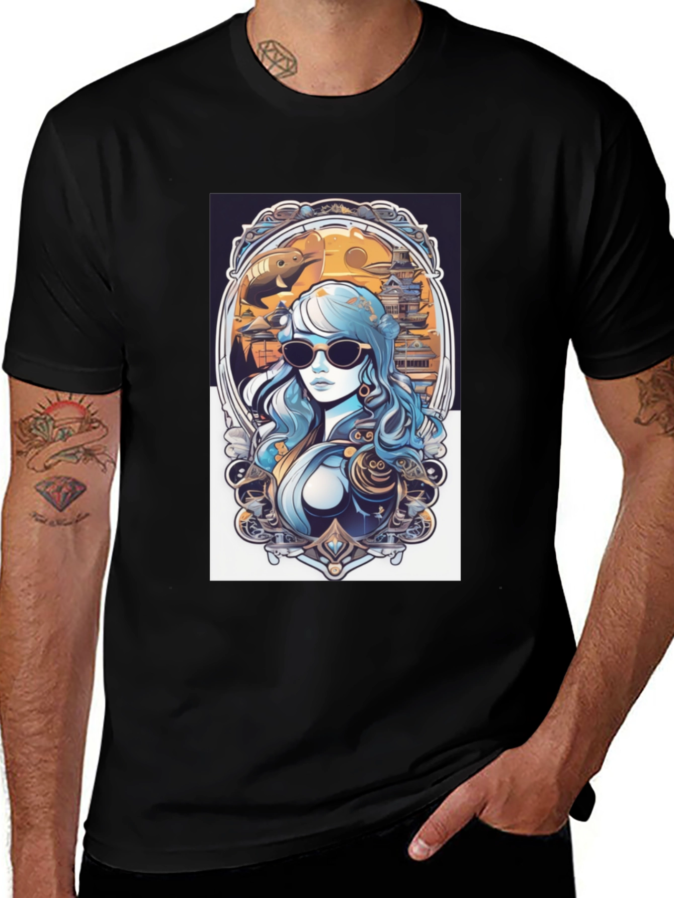Variant 9 of Stylish Black Tee with Japanese Anime Graphic