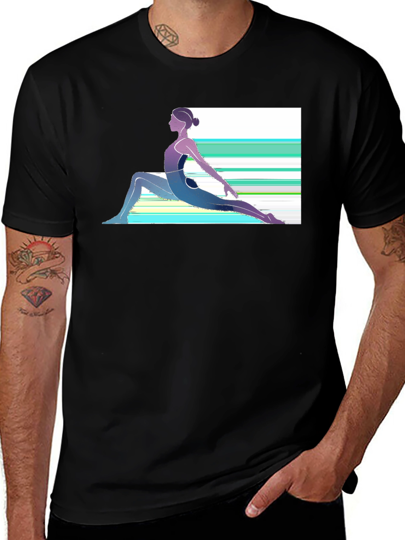 Variant 18 of Yoga Pose Graphic Tee - Black Cotton Blend Casual Wear