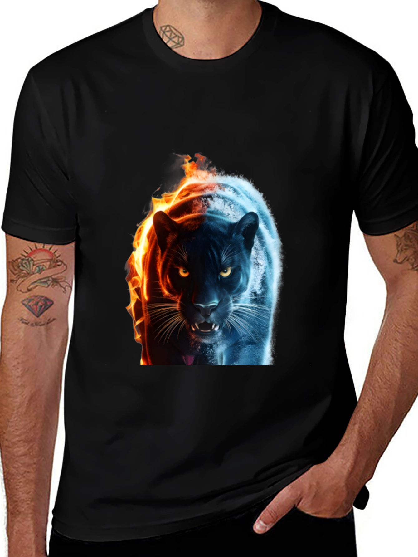 Variant 21 of Fire and Ice Panther Graphic Tee