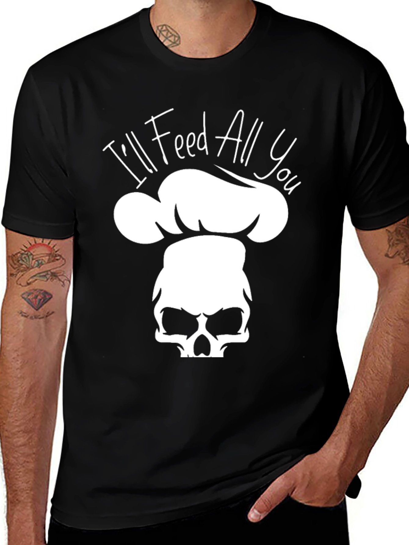 Variant 25 of I'll Feed All You Skull Chef Black T-Shirt