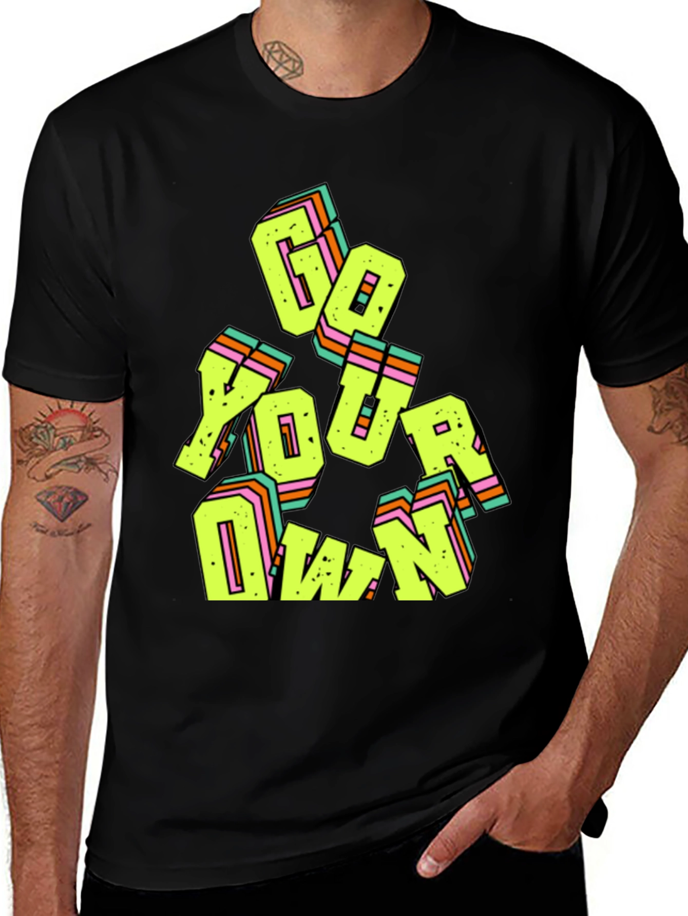 Variant 9 of Go Your Own Way Graphic Tee - Trendy Black T-Shirt