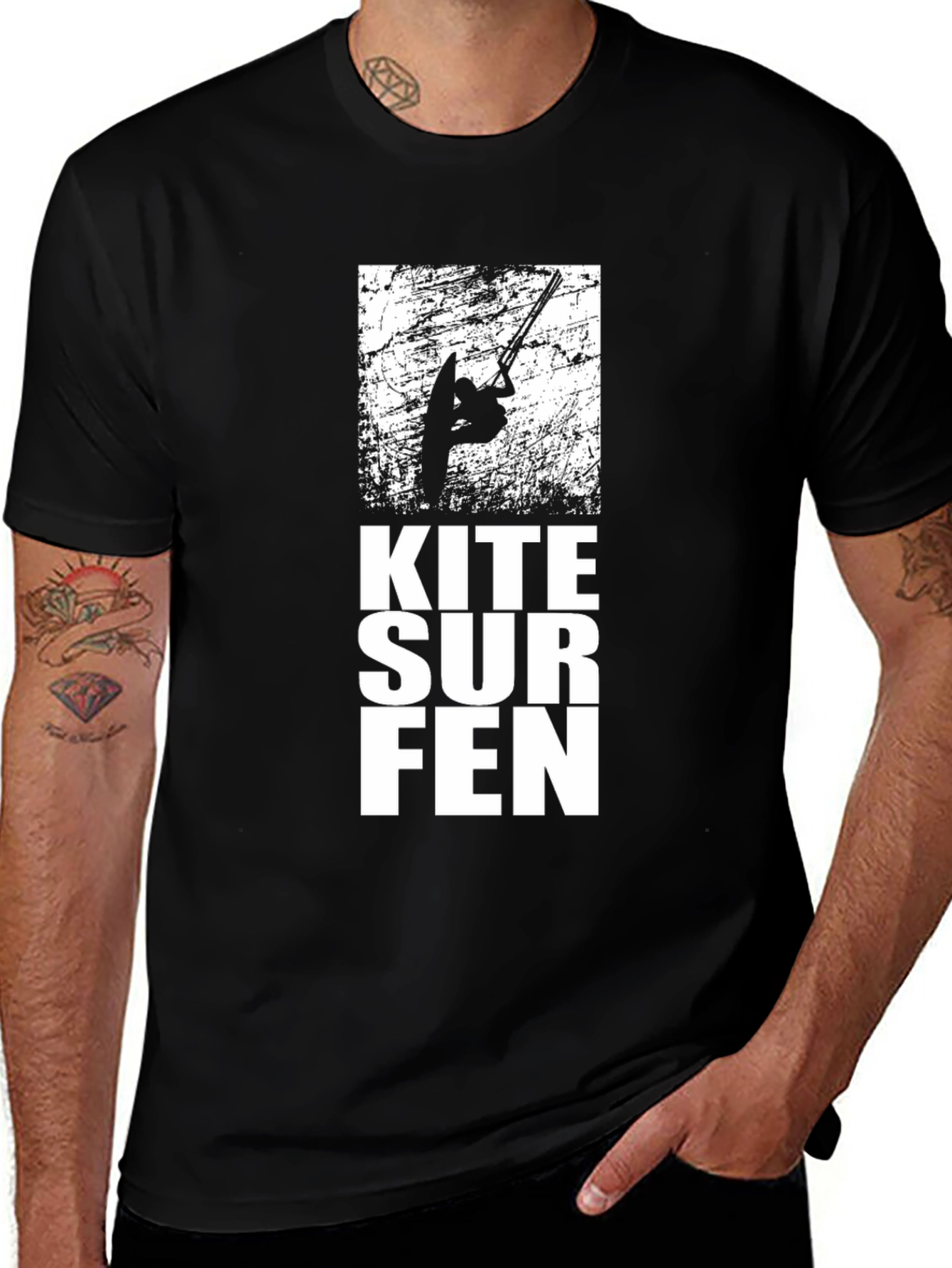 Variant 12 of Kite Surfen Black T-Shirt for Water Sports Enthusiasts