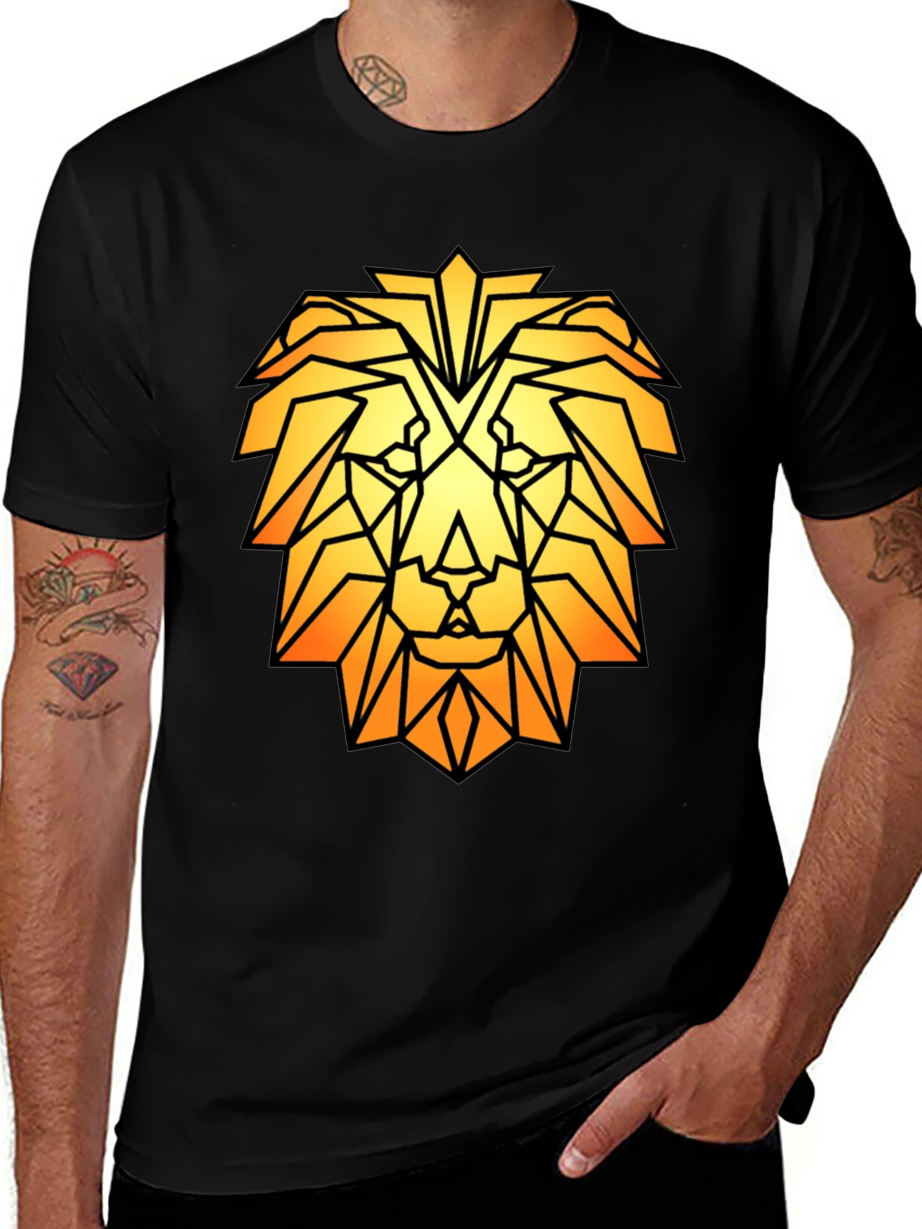 Variant 7 of Geometric Lion Graphic Tee - Modern Style