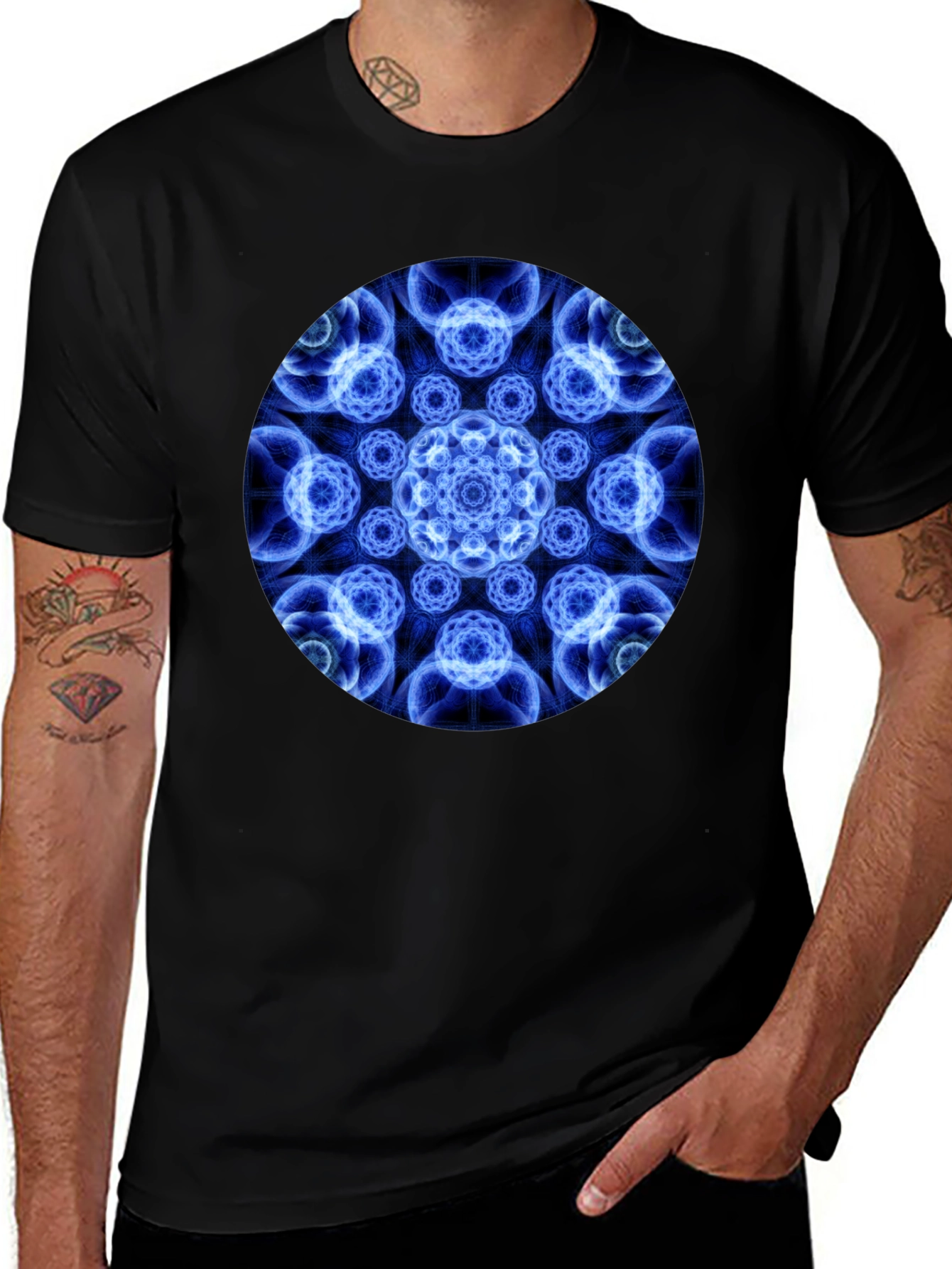 Variant 11 of Geometric Mandala Black T-Shirt