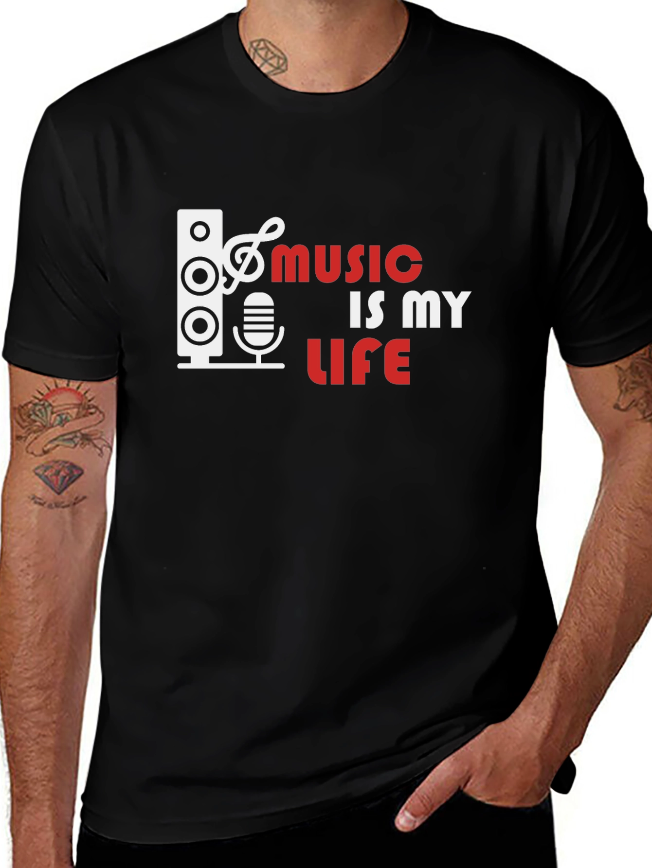 Variant 15 of Music is My Life Black T-Shirt