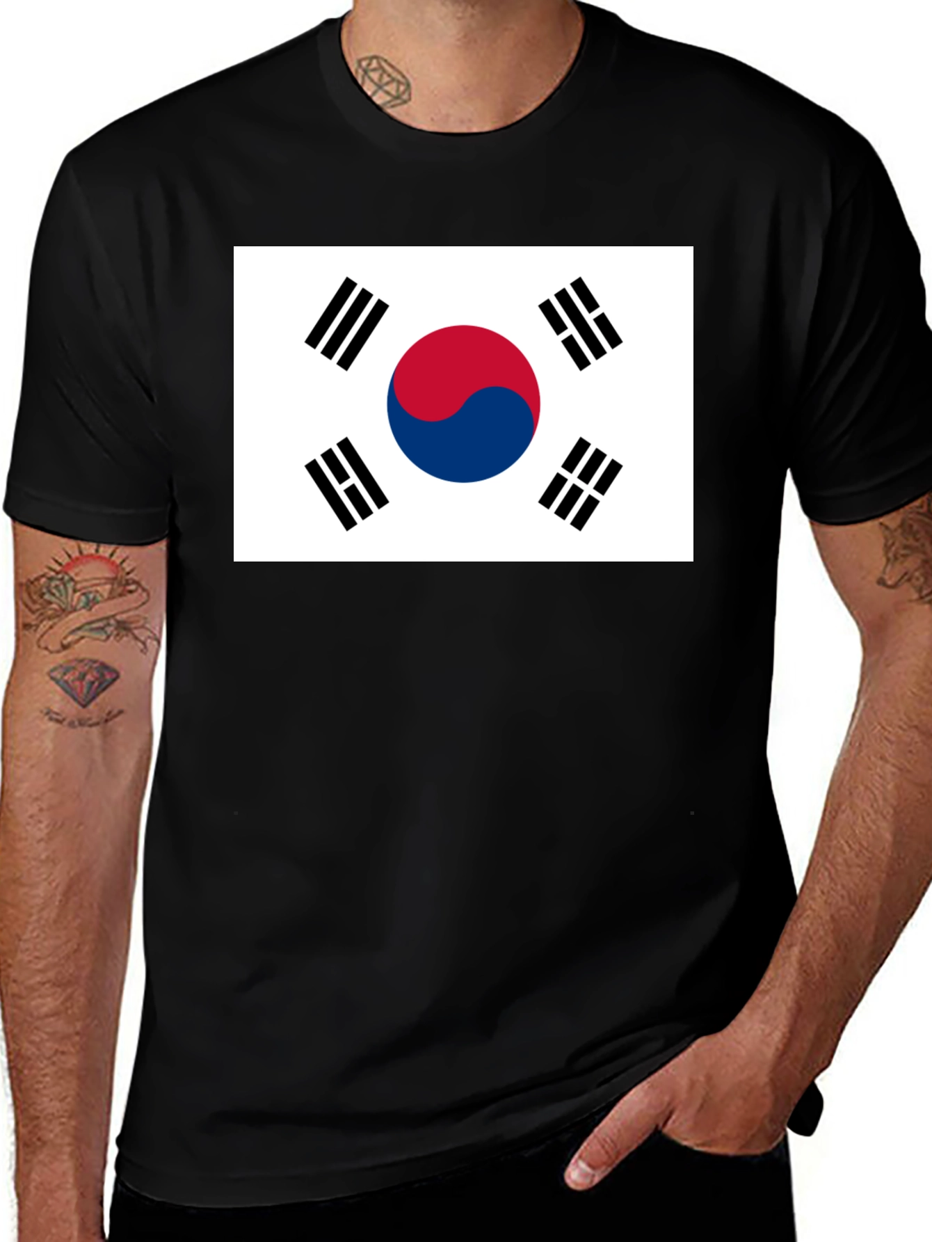 Variant 17 of South Korea Flag Graphic Tee - Black