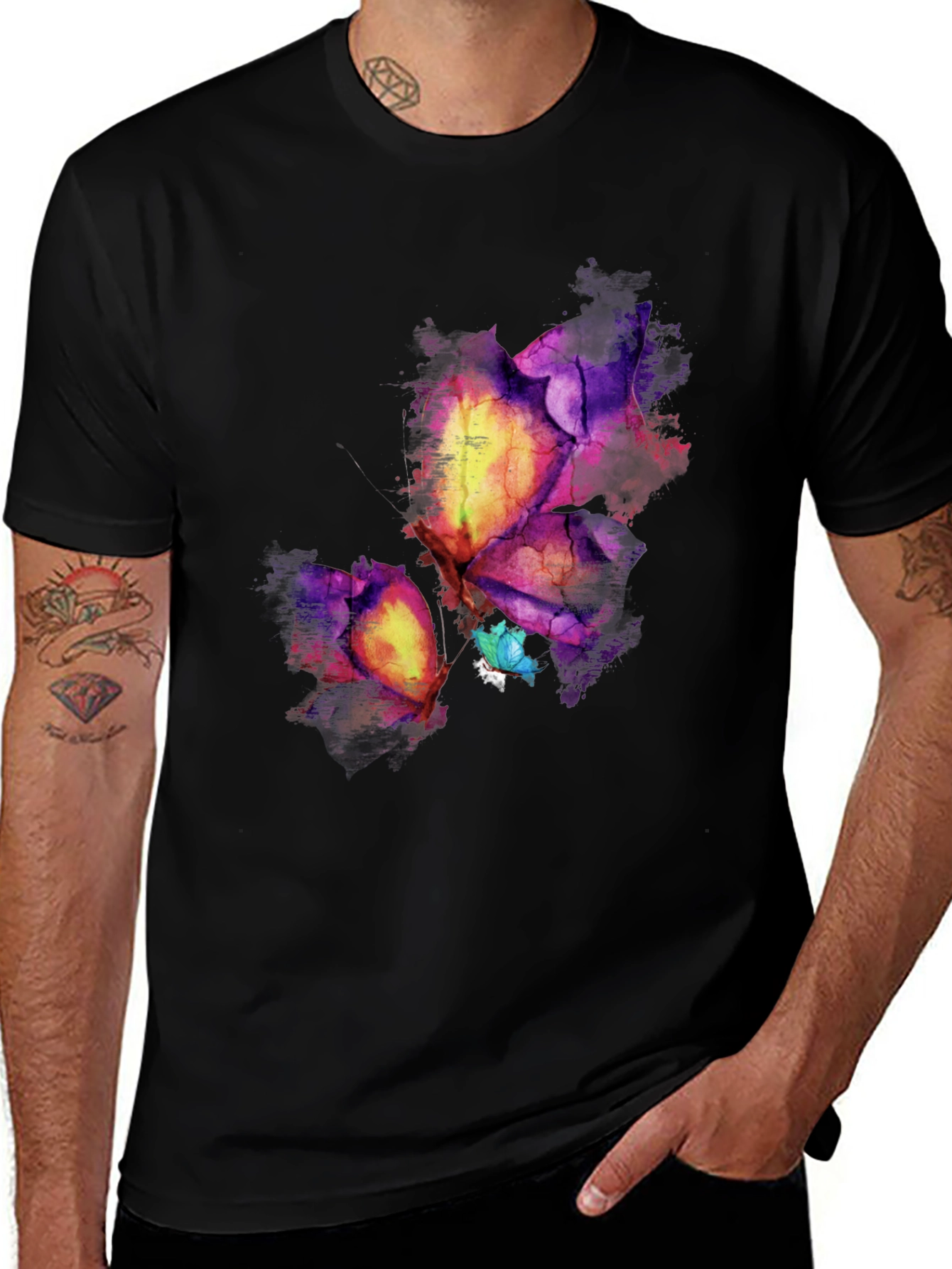 Variant 28 of Abstract Butterfly Graphic Black Tee