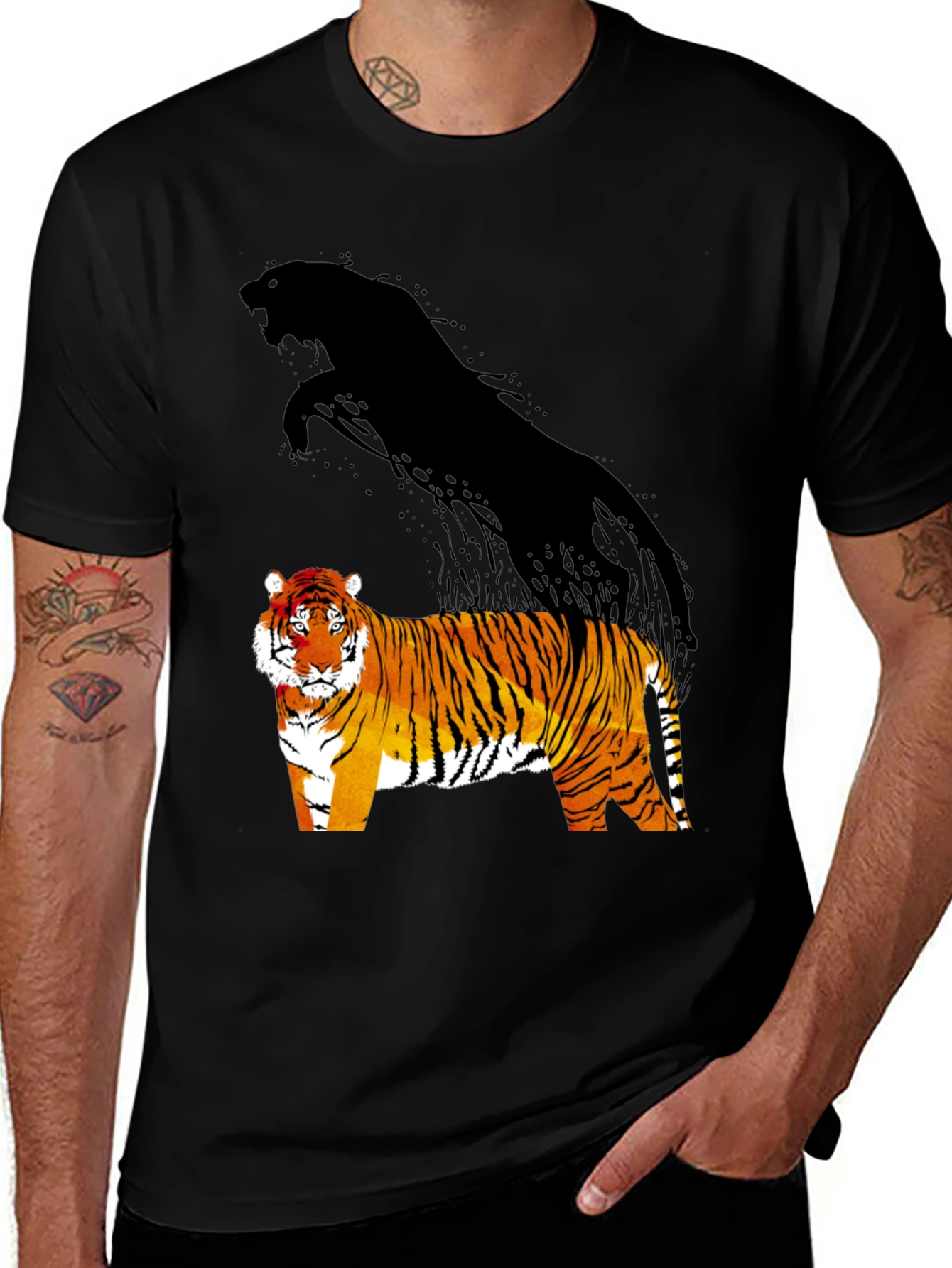 Variant 5 of Tiger Graphic Tee - Men's Black T-Shirt