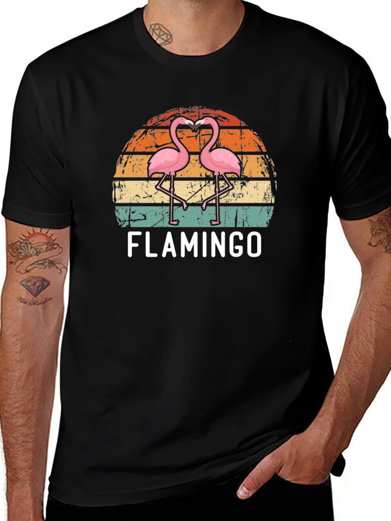 Variant 28 of Retro Flamingo Graphic Tee - Black