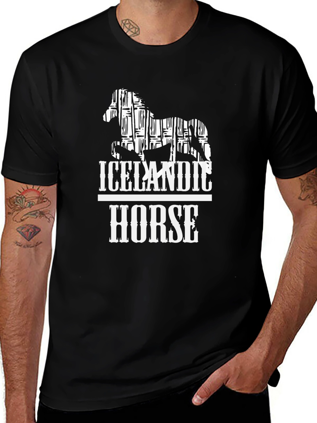 Variant 4 of Icelandic Horse Graphic Tee - Stylish Black T-Shirt