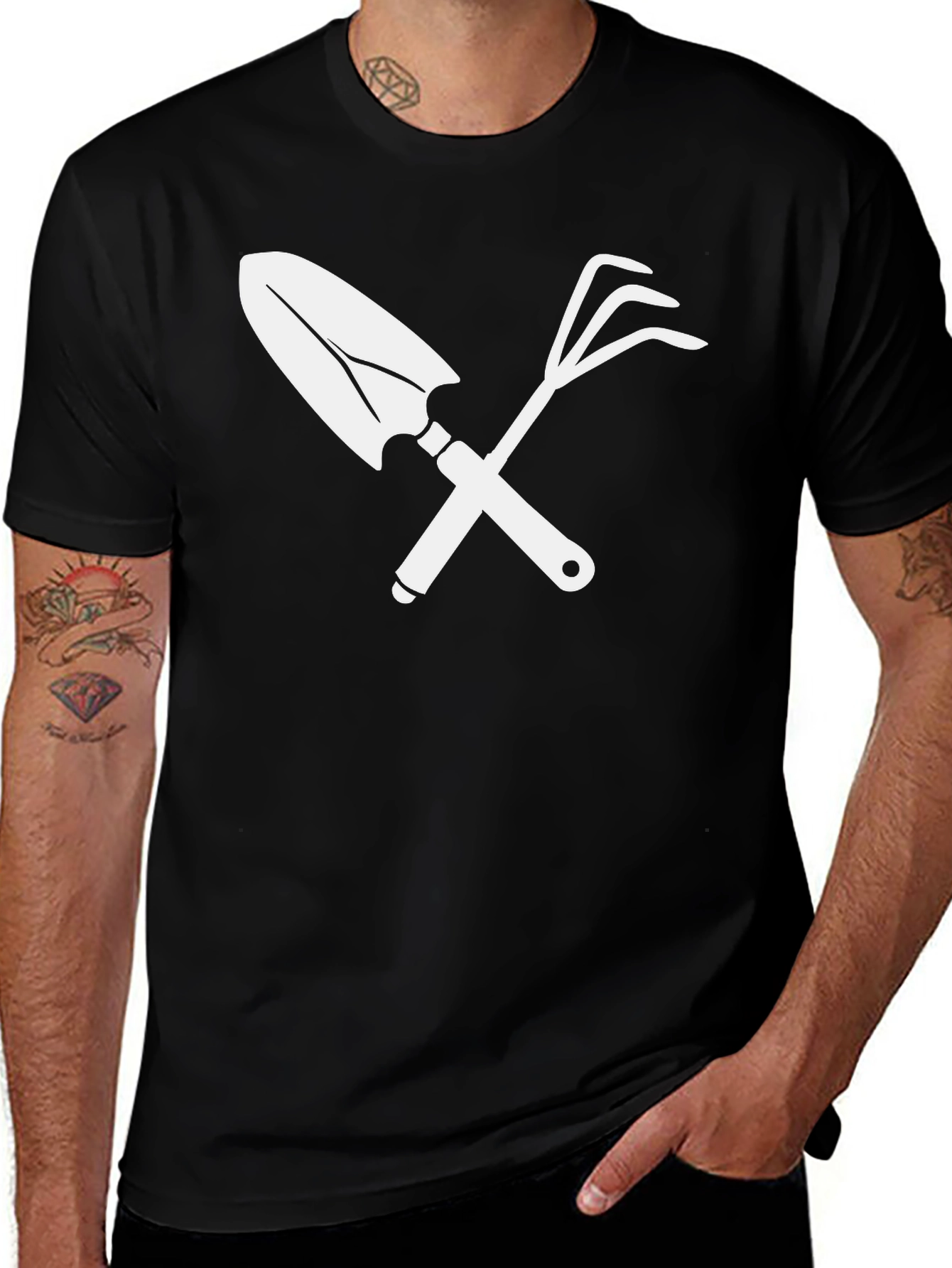Variant 17 of Gardening Tool Graphic Tee - Black Cotton T-Shirt