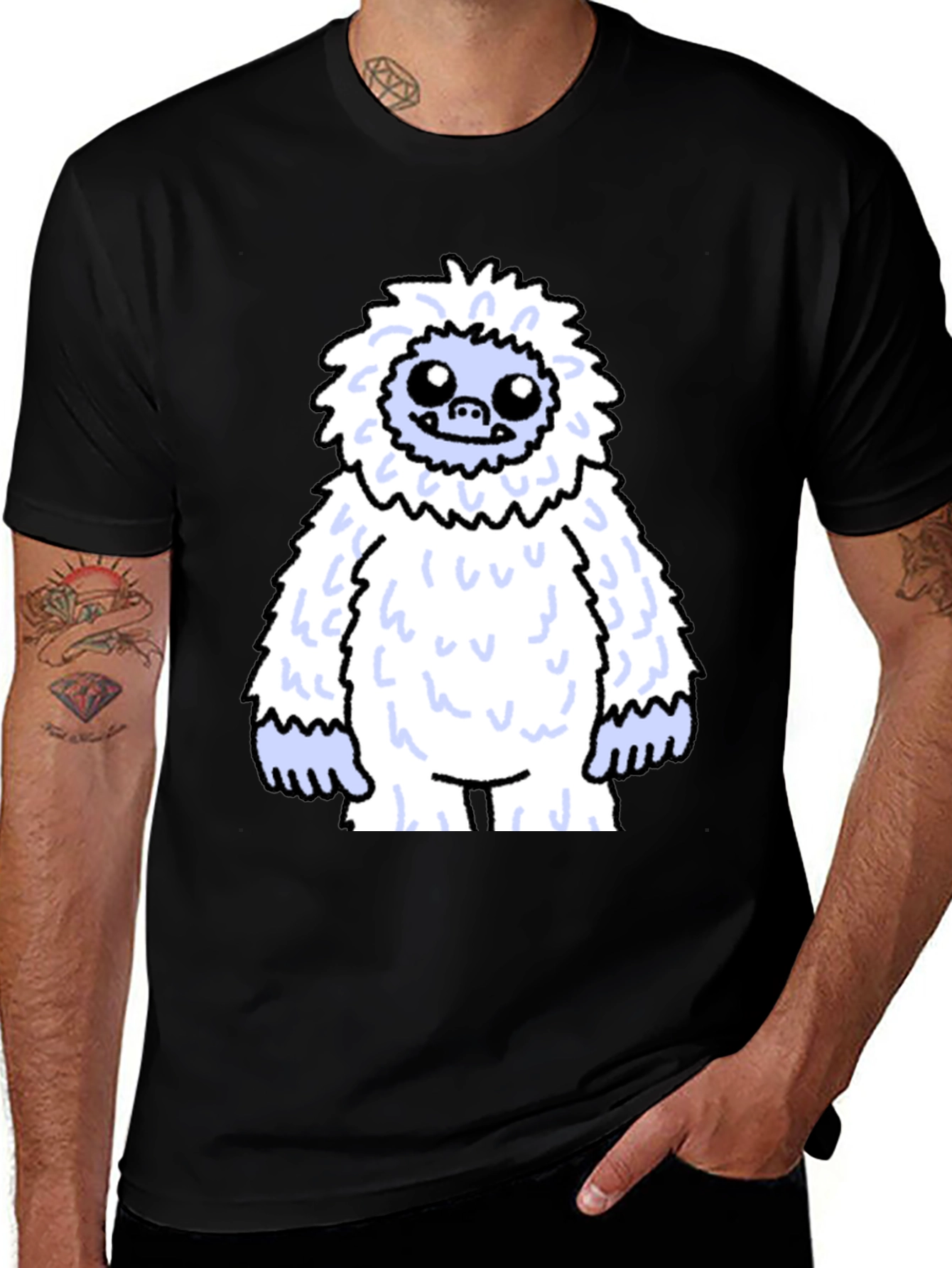 Yeti Cartoon Black T-Shirt