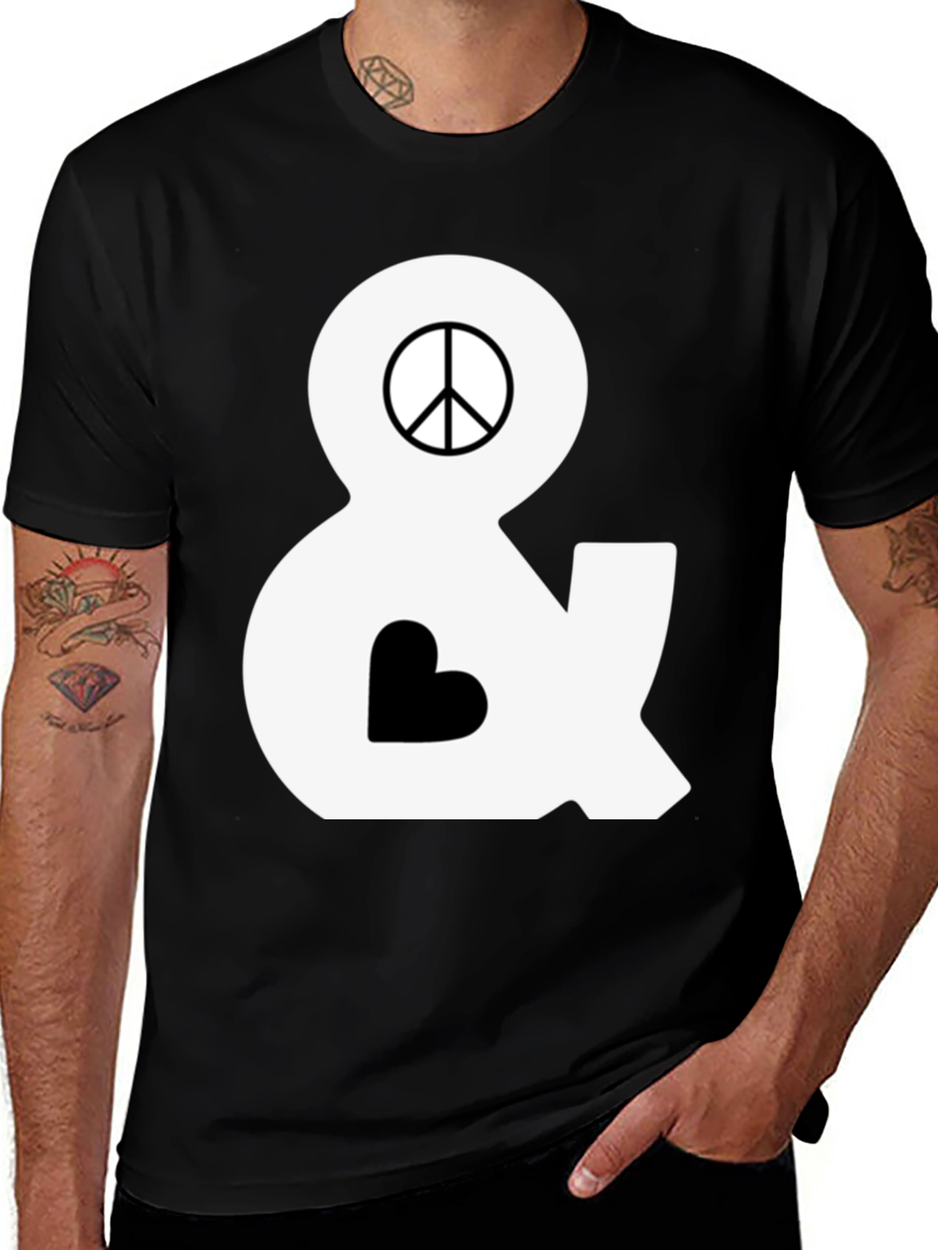 Variant 20 of Peace & Love T-Shirt - Black Cotton