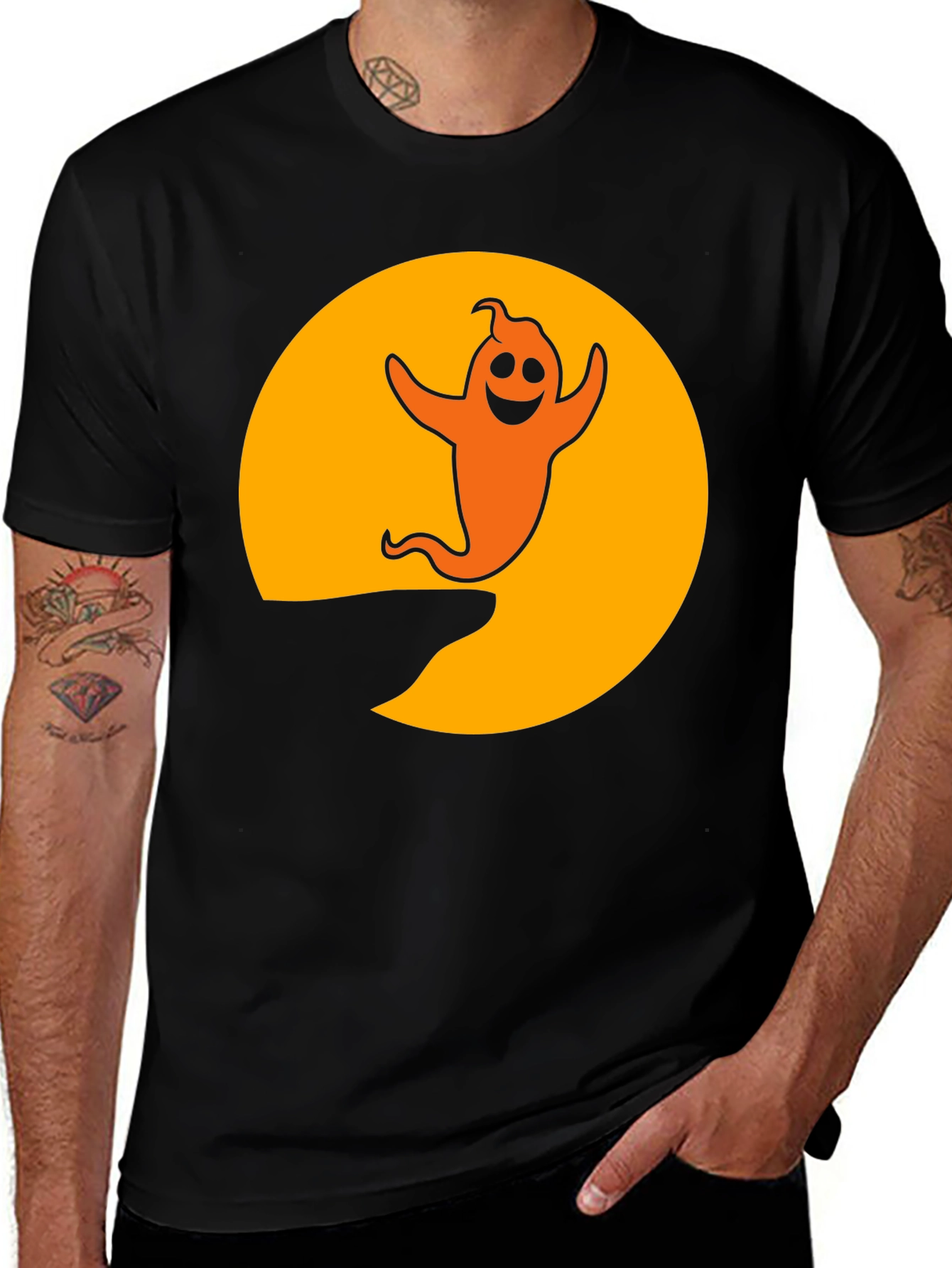 Variant 30 of Halloween Ghost Graphic T-Shirt - Black