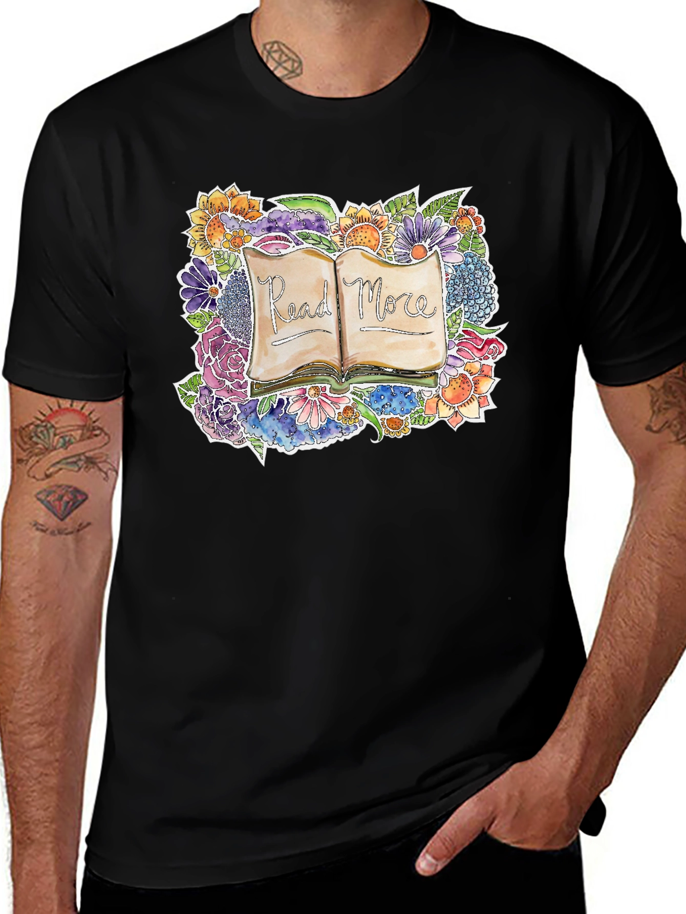 Variant 4 of Read More Floral Book T-Shirt