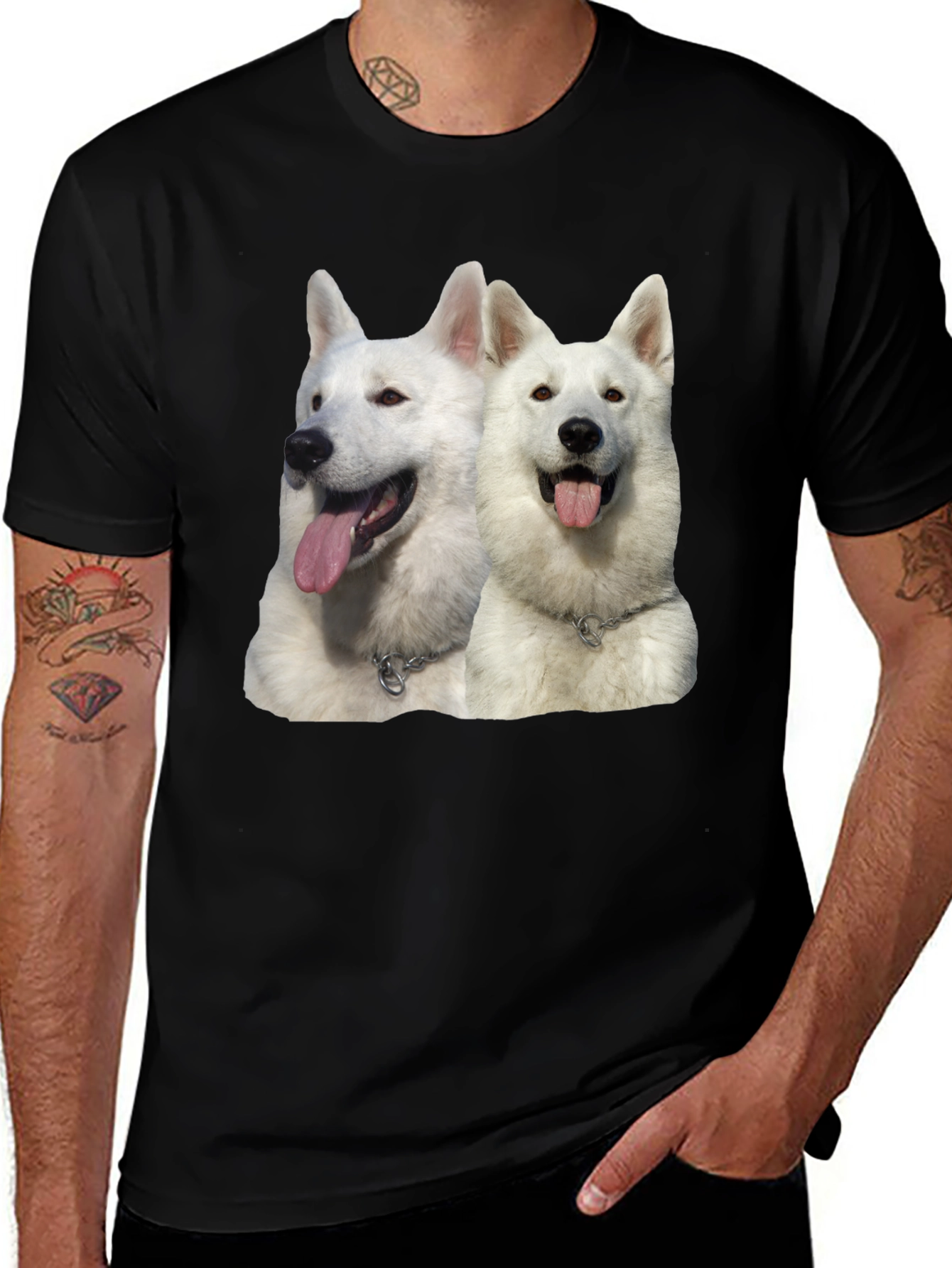 Black White Dog Graphic Black T-Shirt main image
