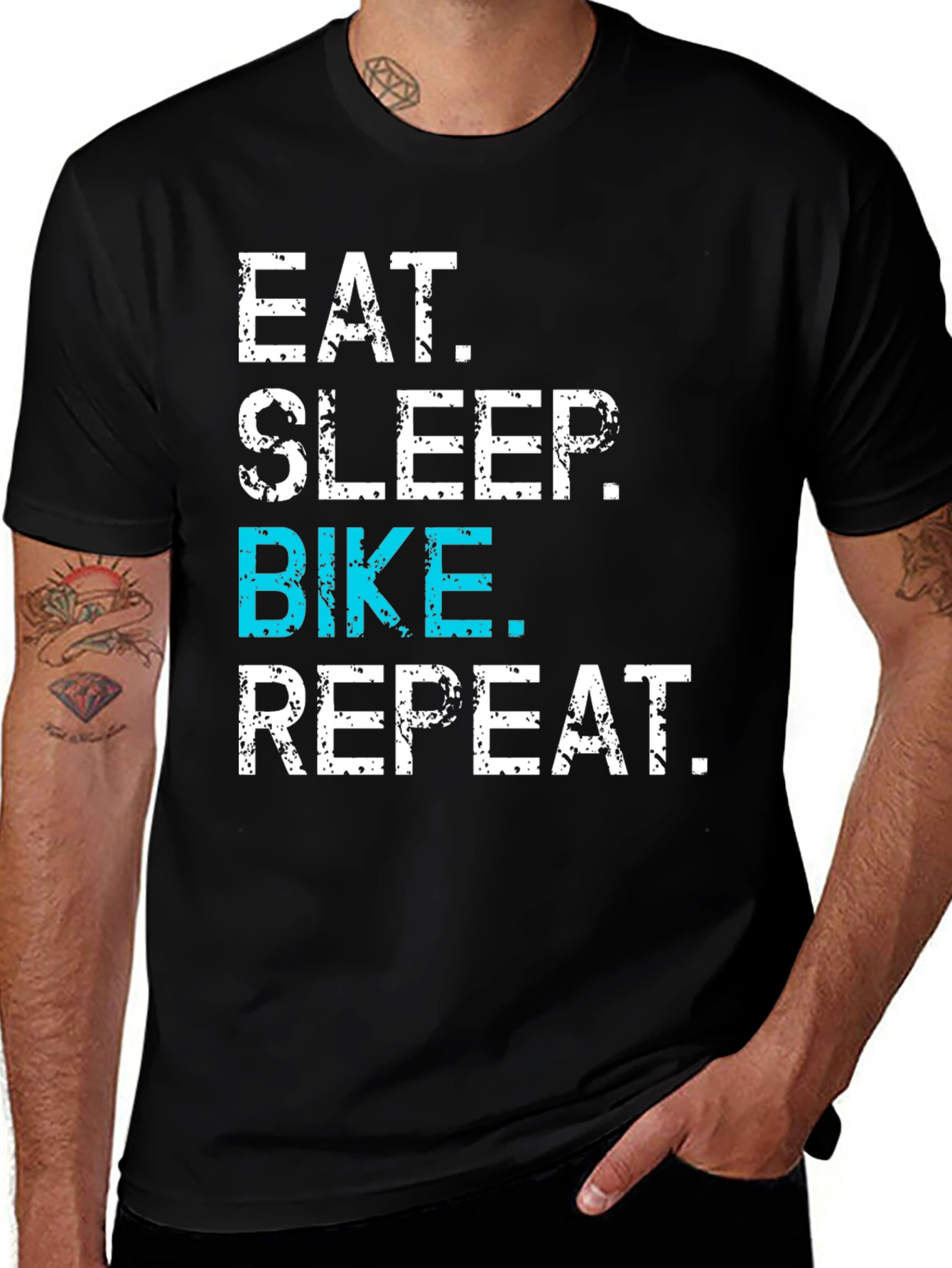 Variant 14 of Eat Sleep Bike Repeat Graphic Tee