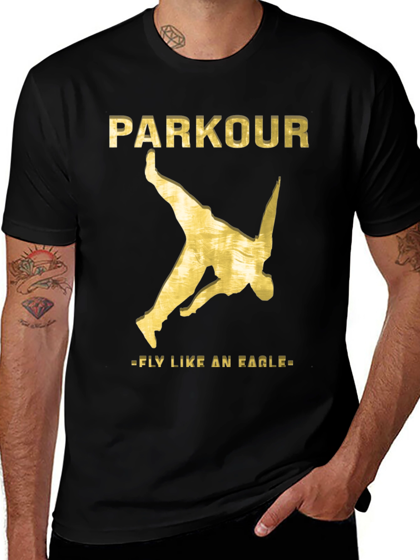 Variant 26 of Parkour Fly Like An Eagle Black T-Shirt