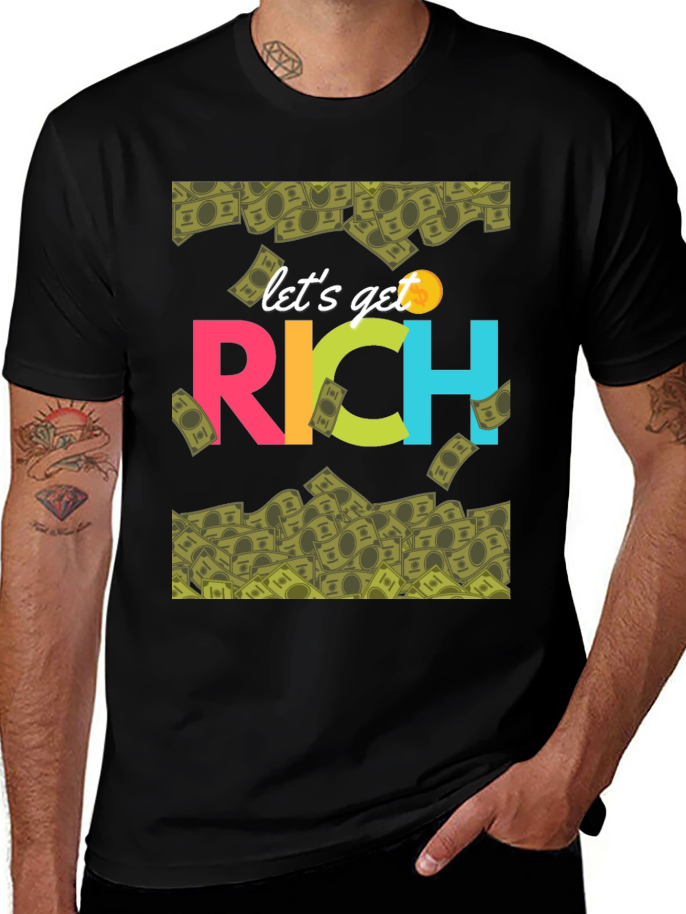 Variant 19 of Let's Get Rich Graphic Tee - Trendy Money Design T-Shirt