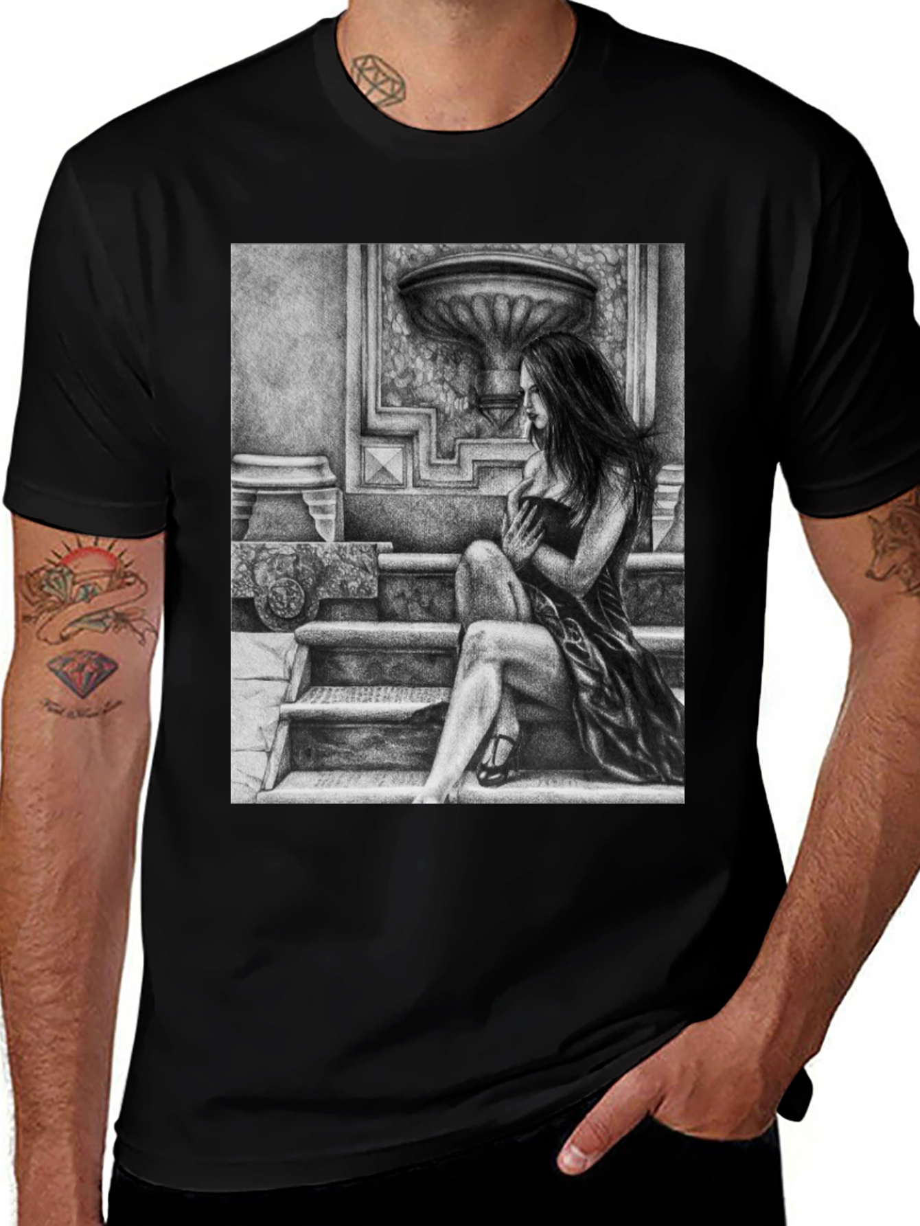Variant 13 of Elegant Woman Art Black T-Shirt