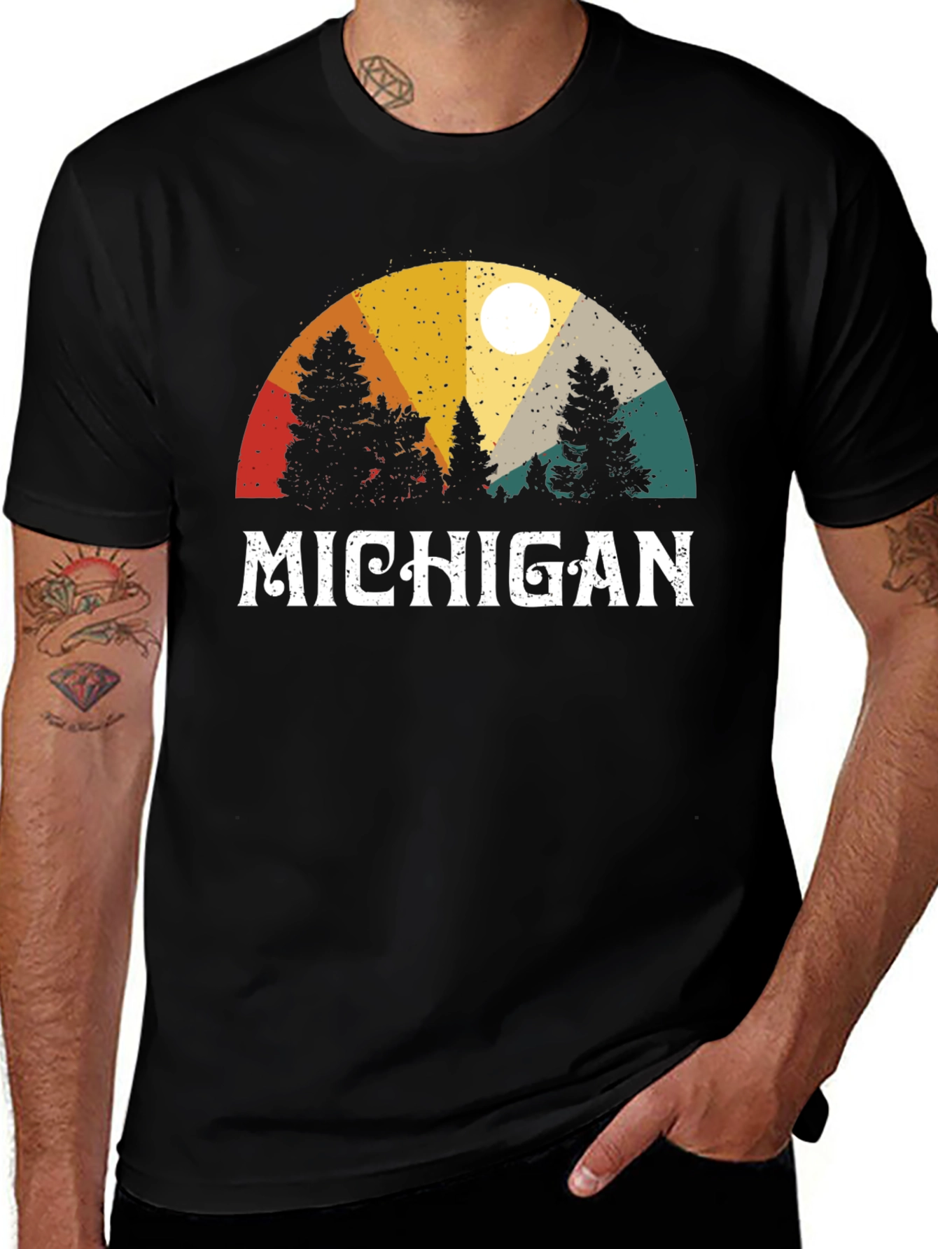 Variant 28 of Michigan Retro Graphic Tee - Black