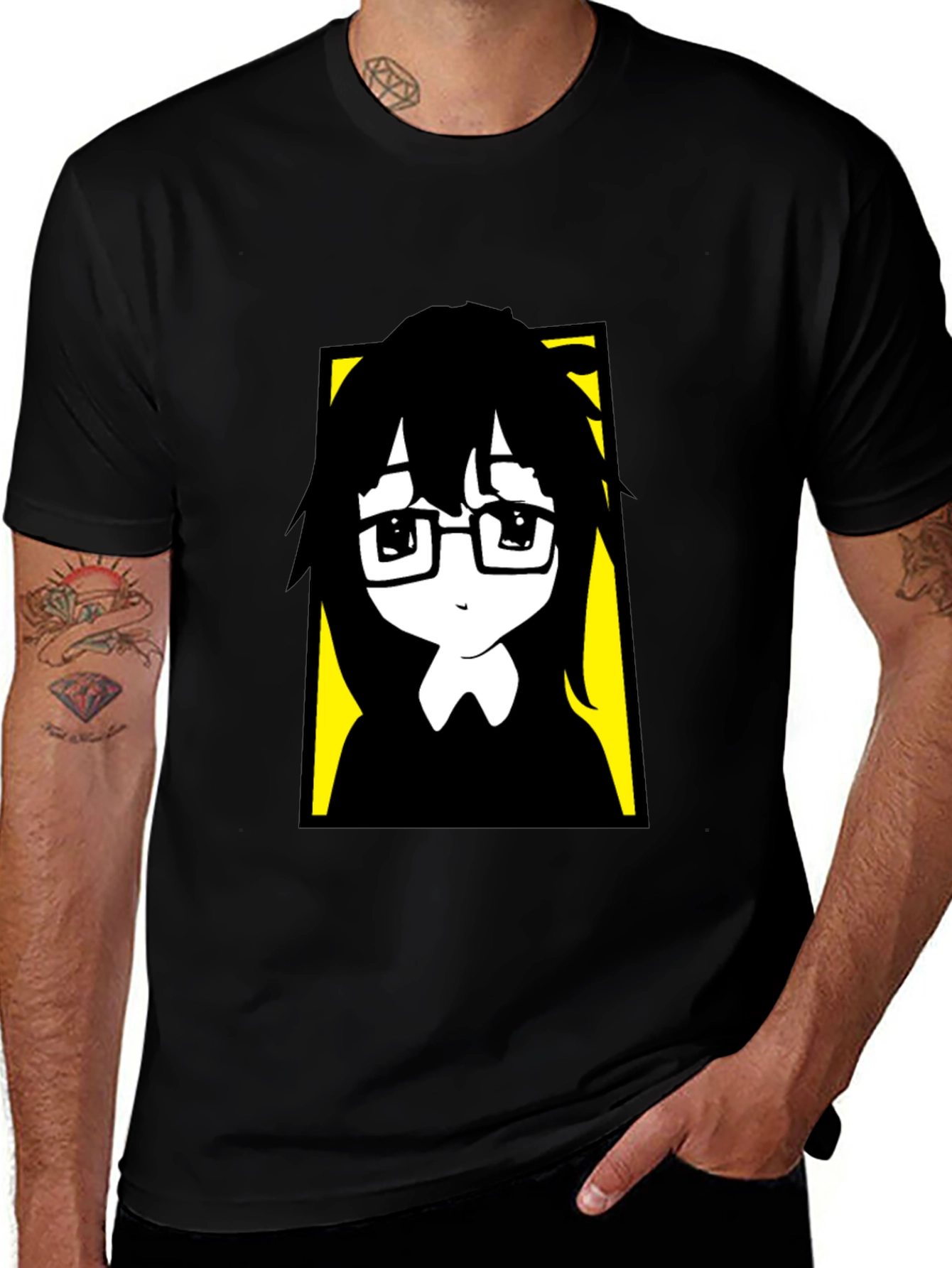 Variant 9 of Anime Style Graphic Print Black T-Shirt