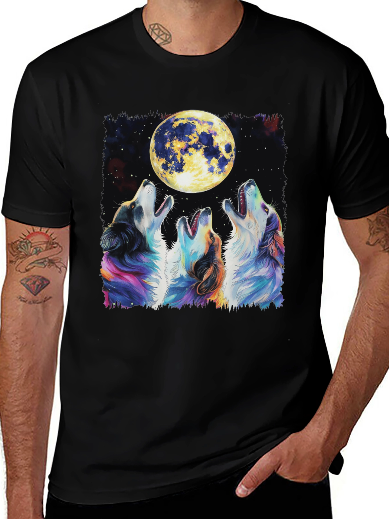 Variant 29 of Wolf Howling at Moon Graphic T-Shirt