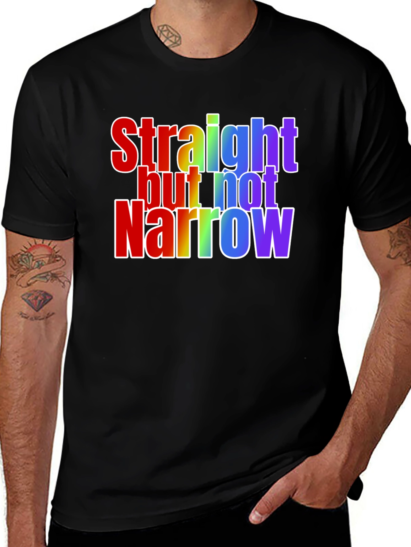 Variant 24 of Straight but Not Narrow Rainbow Pride T-Shirt