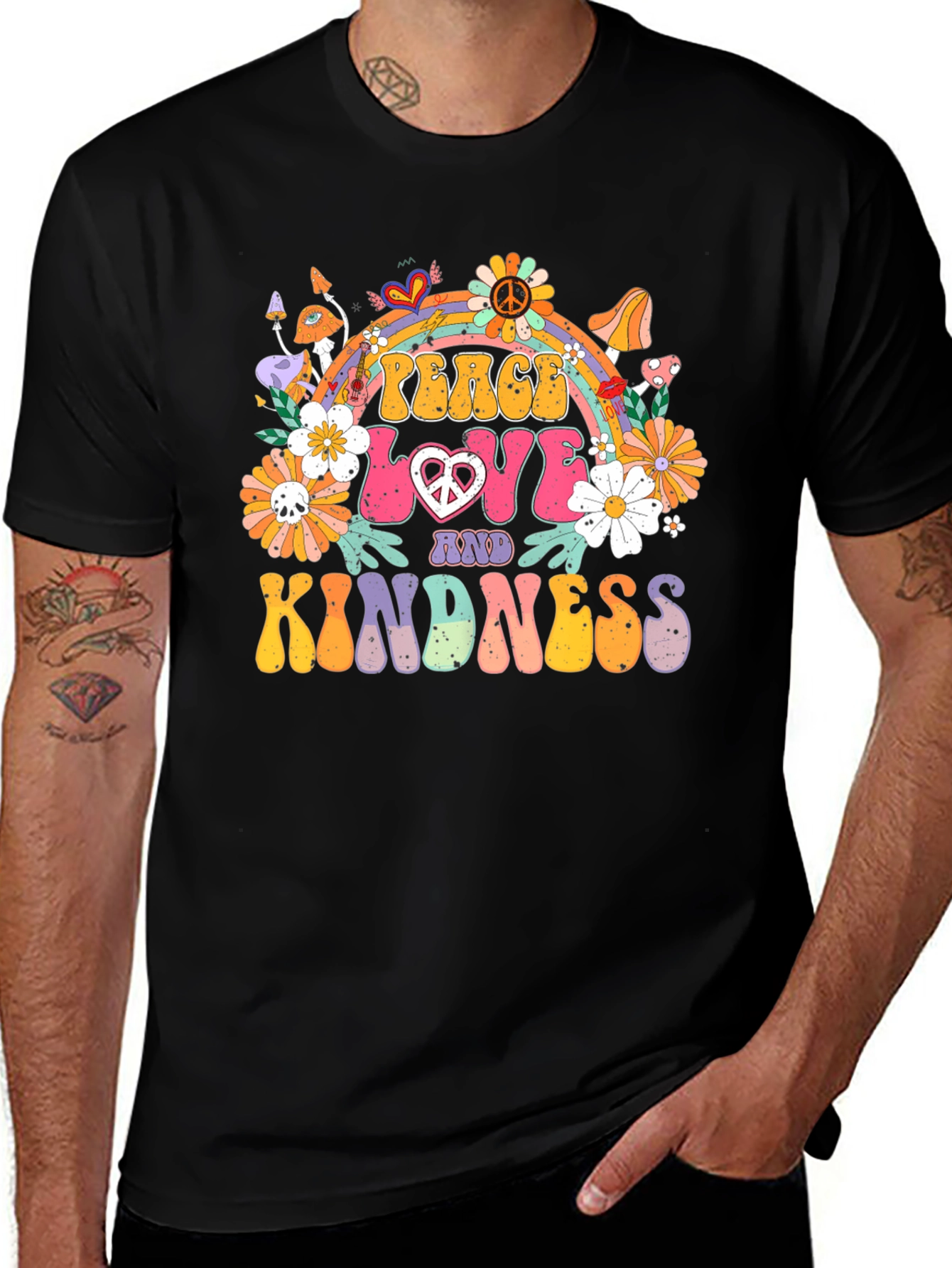 Variant 13 of Peace Love Kindness Retro Graphic Tee