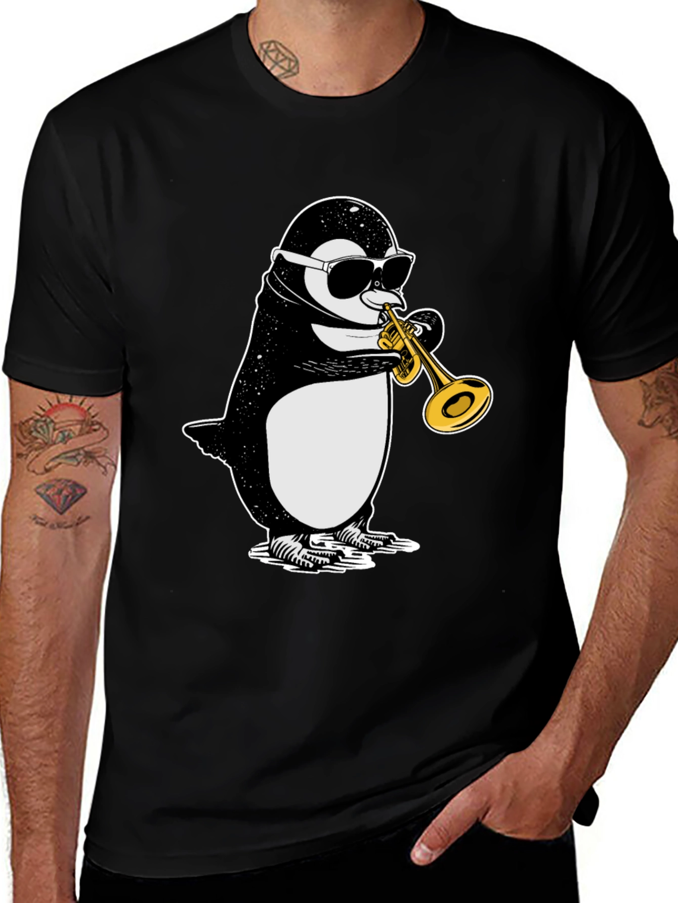 Variant 6 of Penguin Trumpet T-Shirt - Cool Jazz Player