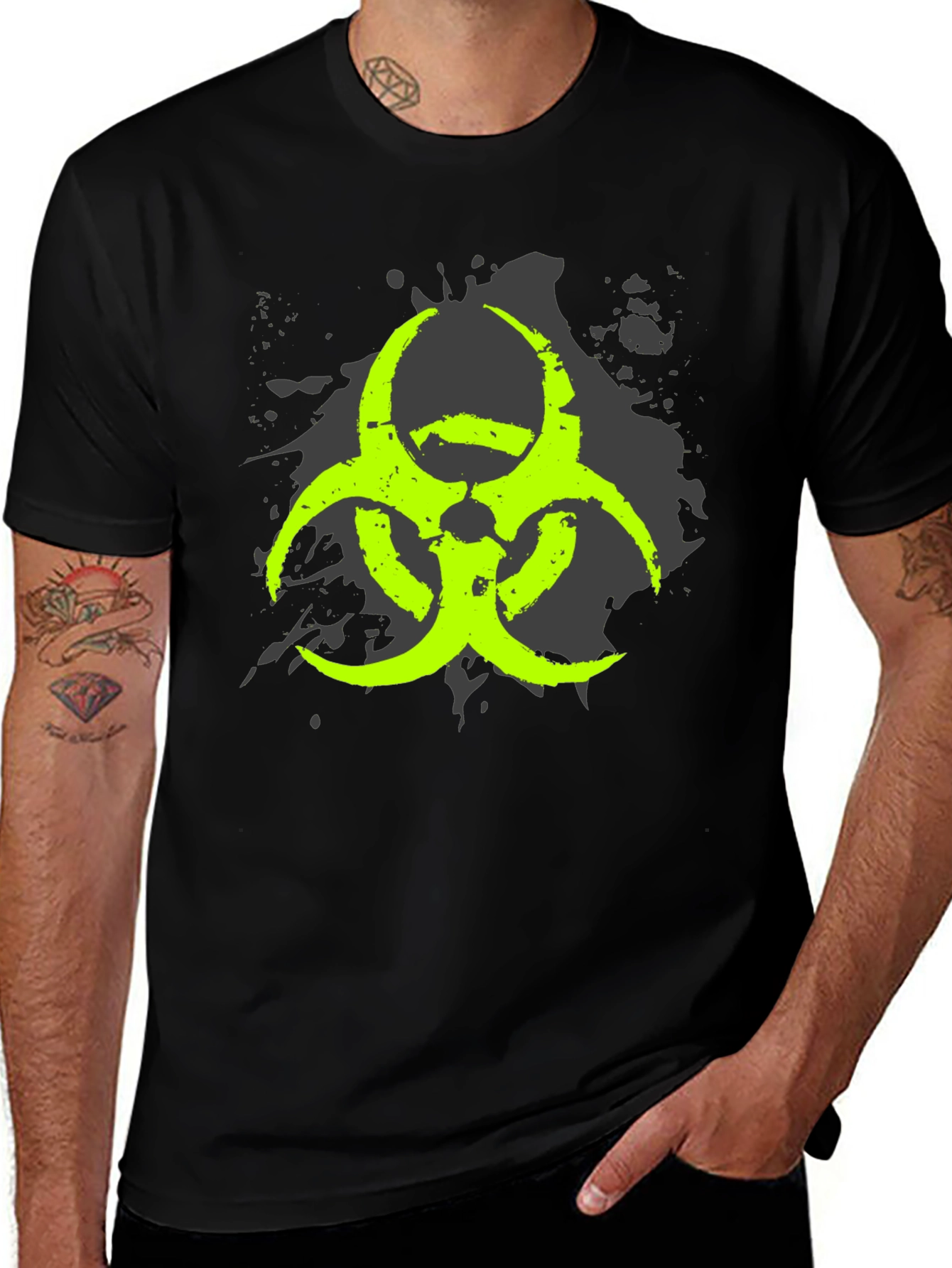 Variant 27 of Biohazard Symbol Graphic Black T-Shirt