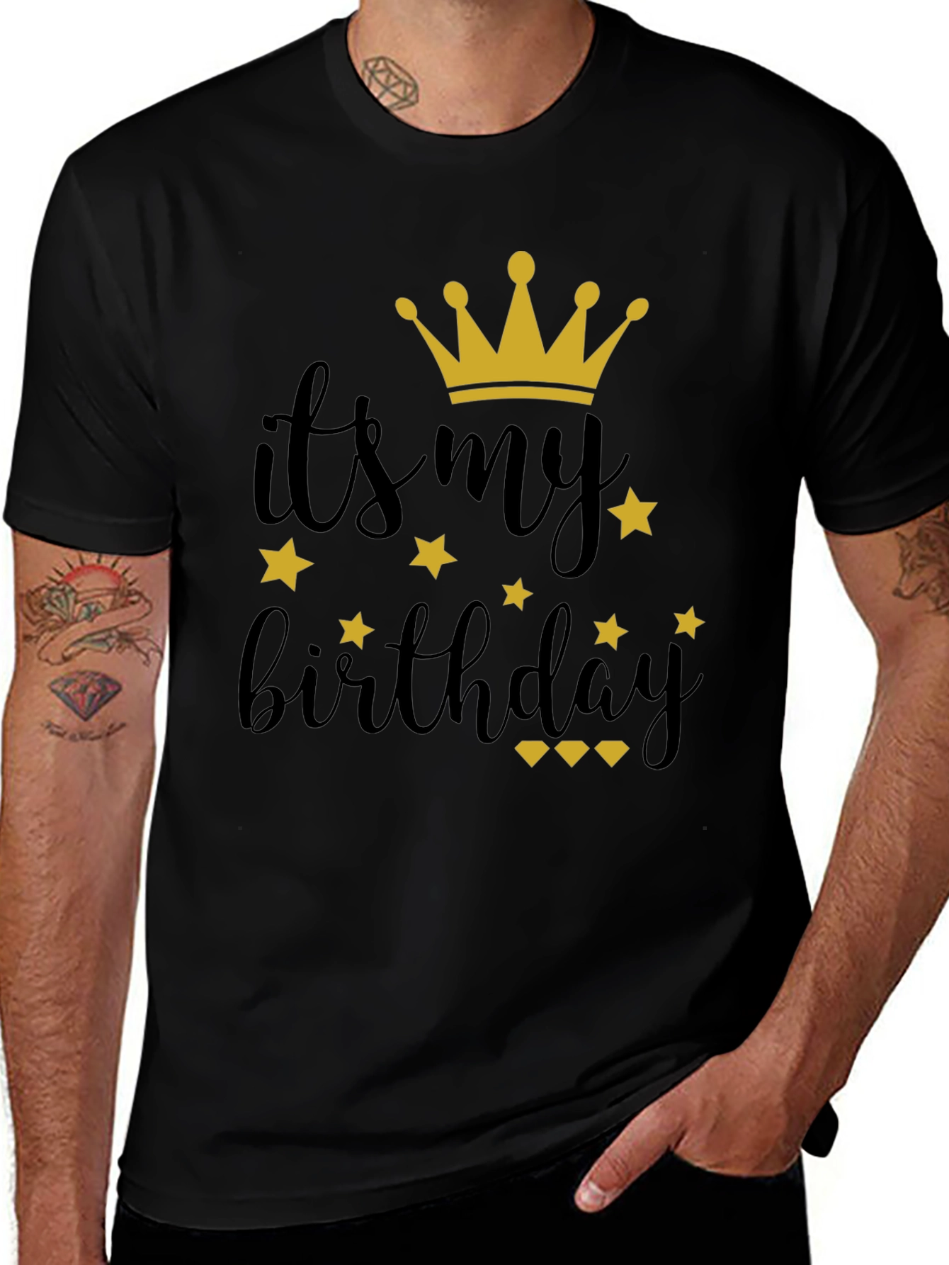 It's My Birthday Shirt - Black Tee with Gold Crown