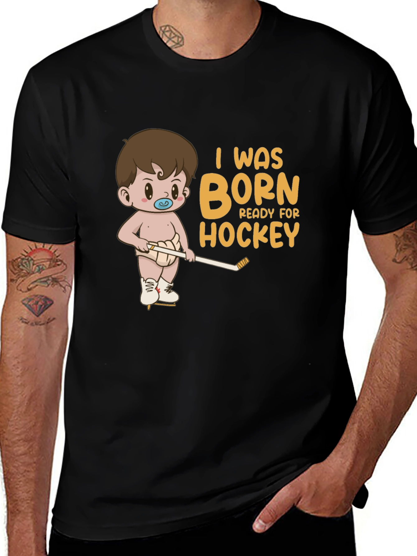 Variant 19 of Born Ready for Hockey Graphic T-Shirt