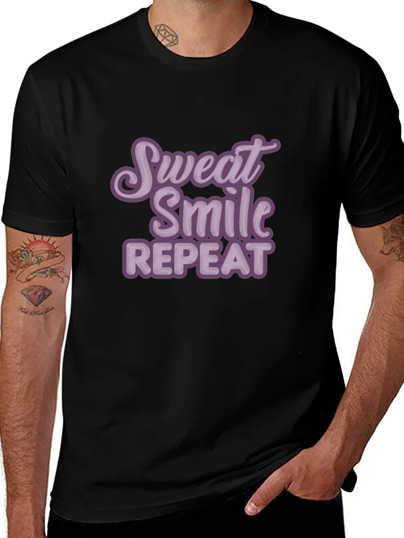 Variant 20 of Sweat Smile Repeat T-Shirt - Motivational Workout Tee