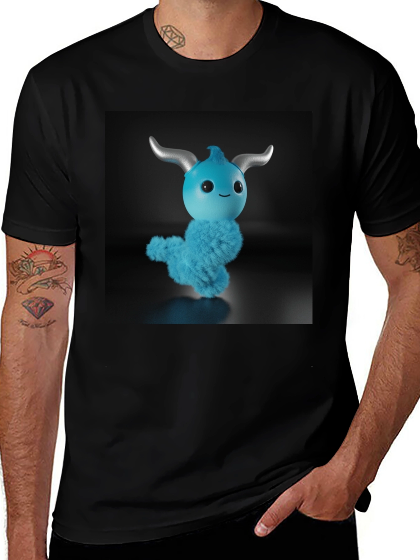 Variant 3 of Cute Blue Monster Graphic Tee - Fun Style!