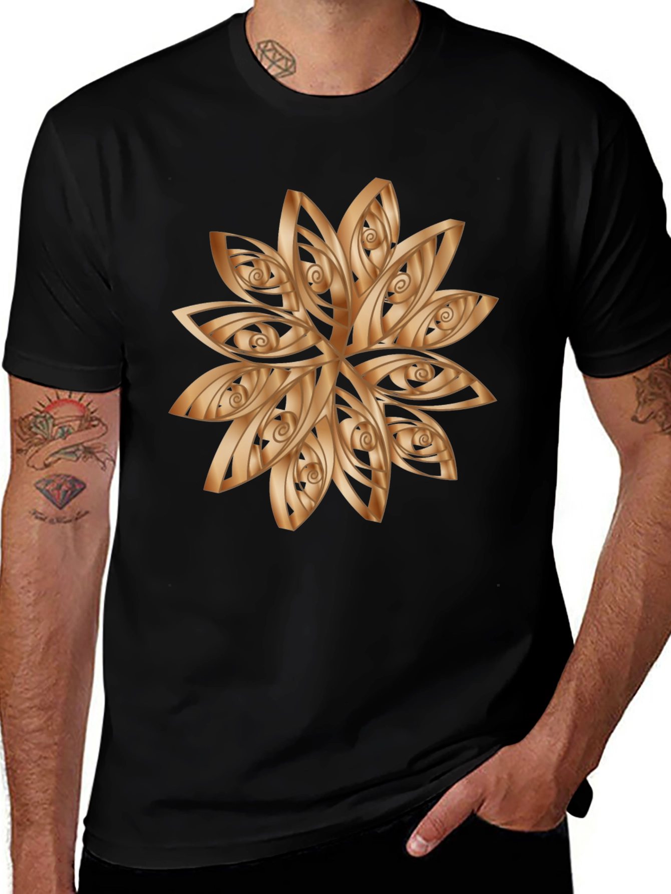 Variant 25 of Abstract Gold Flower Graphic T-Shirt
