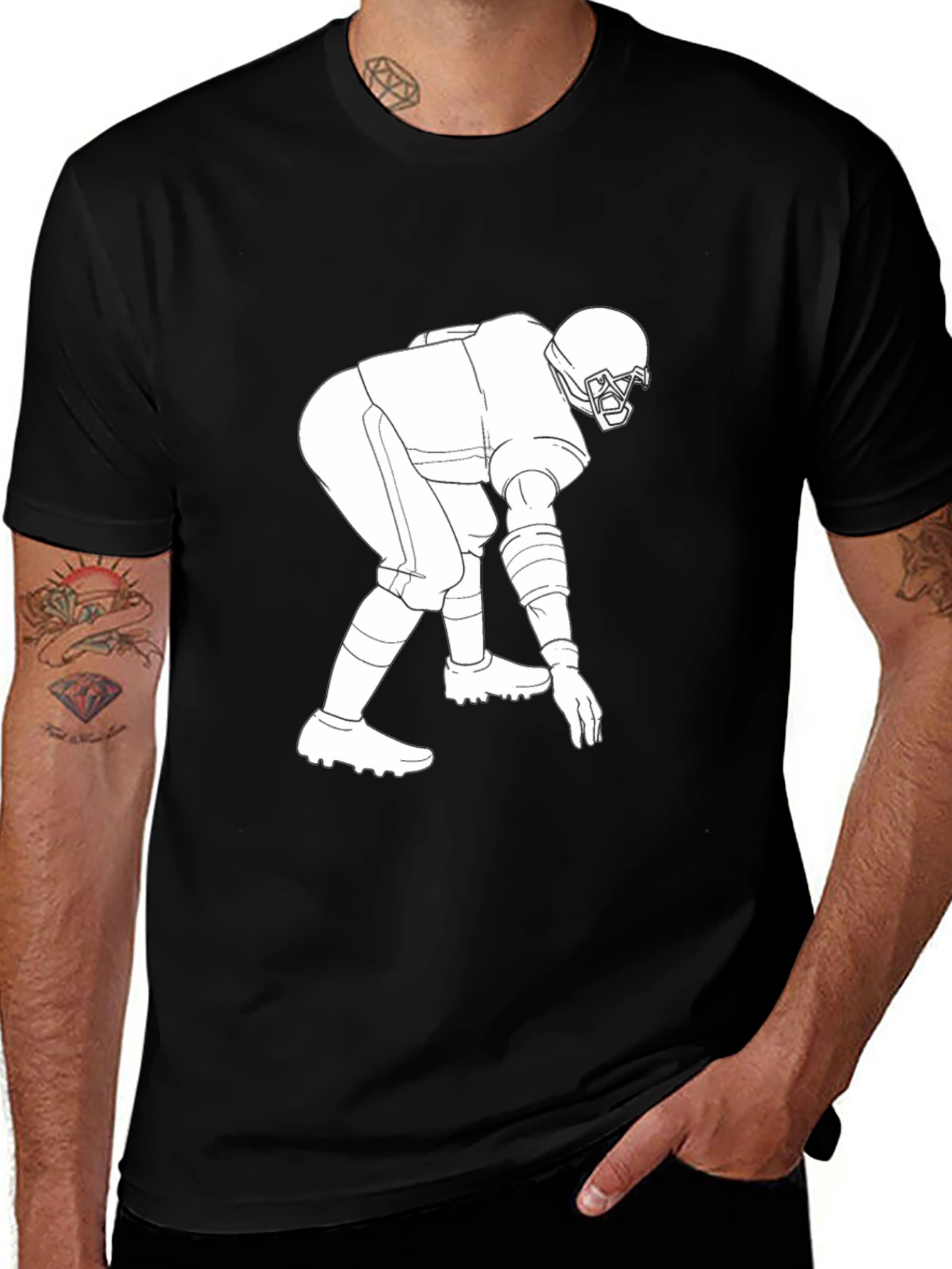 Variant 2 of Football Player Graphic Tee - Black