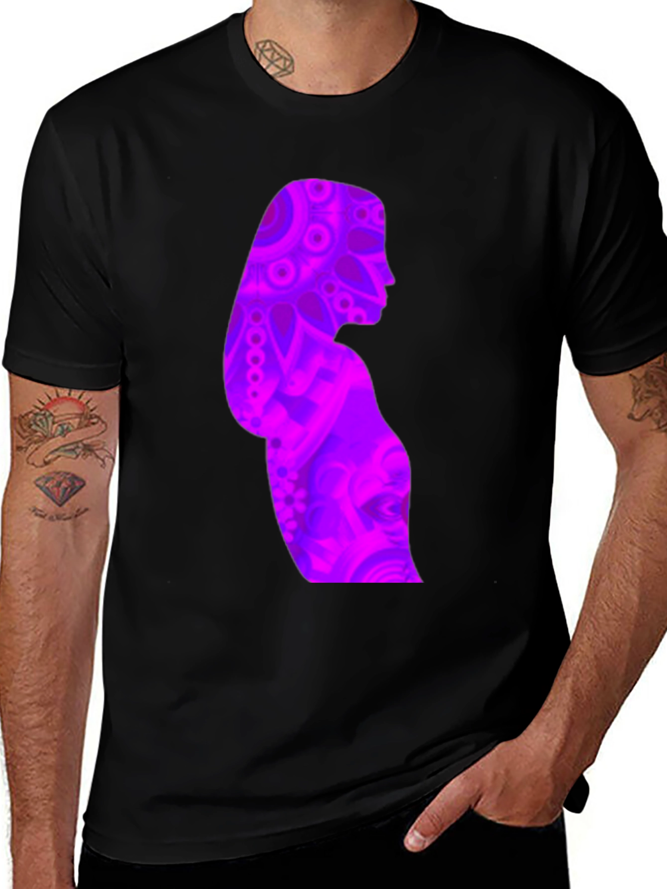 Variant 9 of Woman Silhouette Graphic Print Black T-Shirt